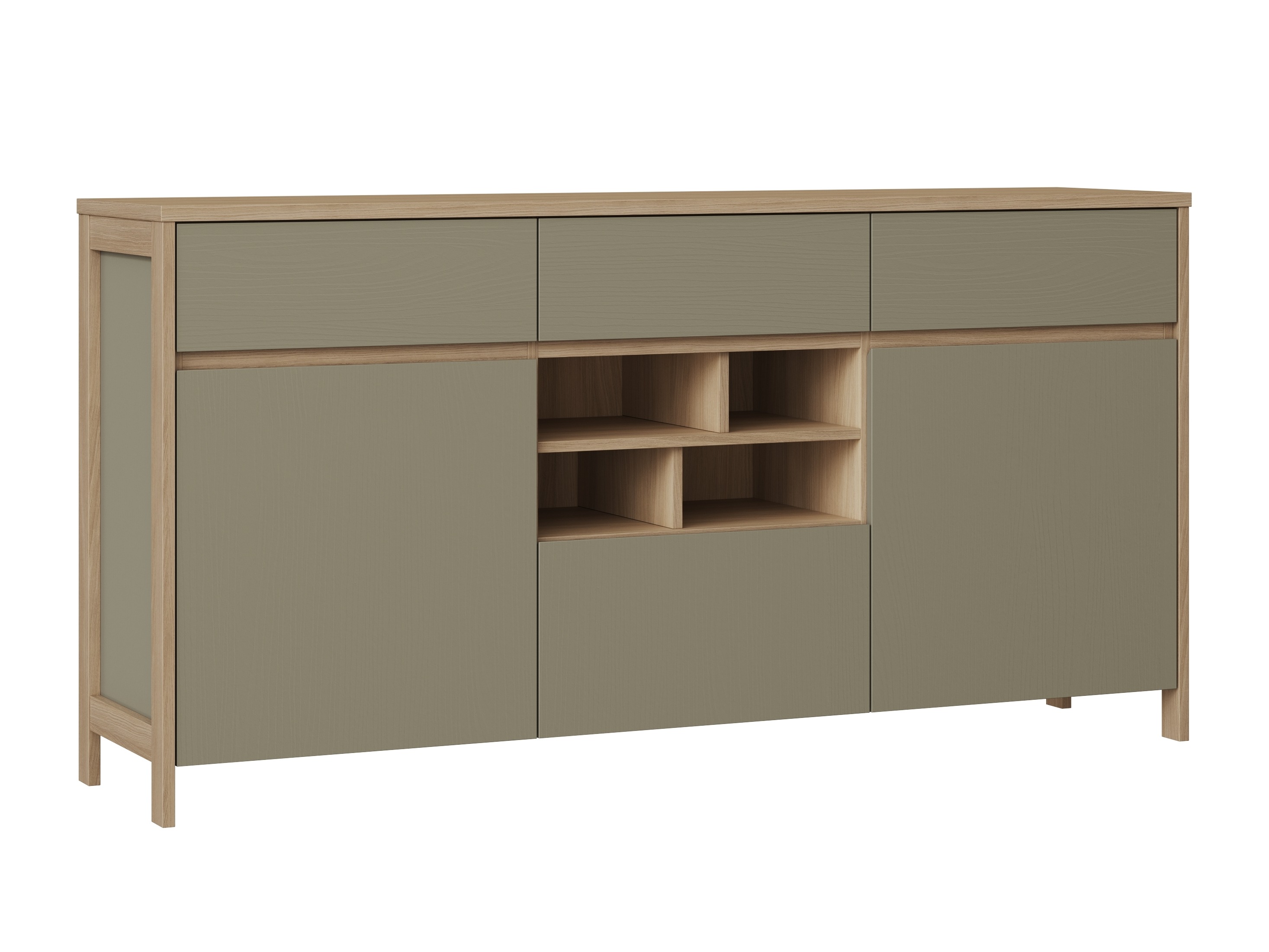 Ladekast Fermaru 104 (Stoffig groen + Eiken)