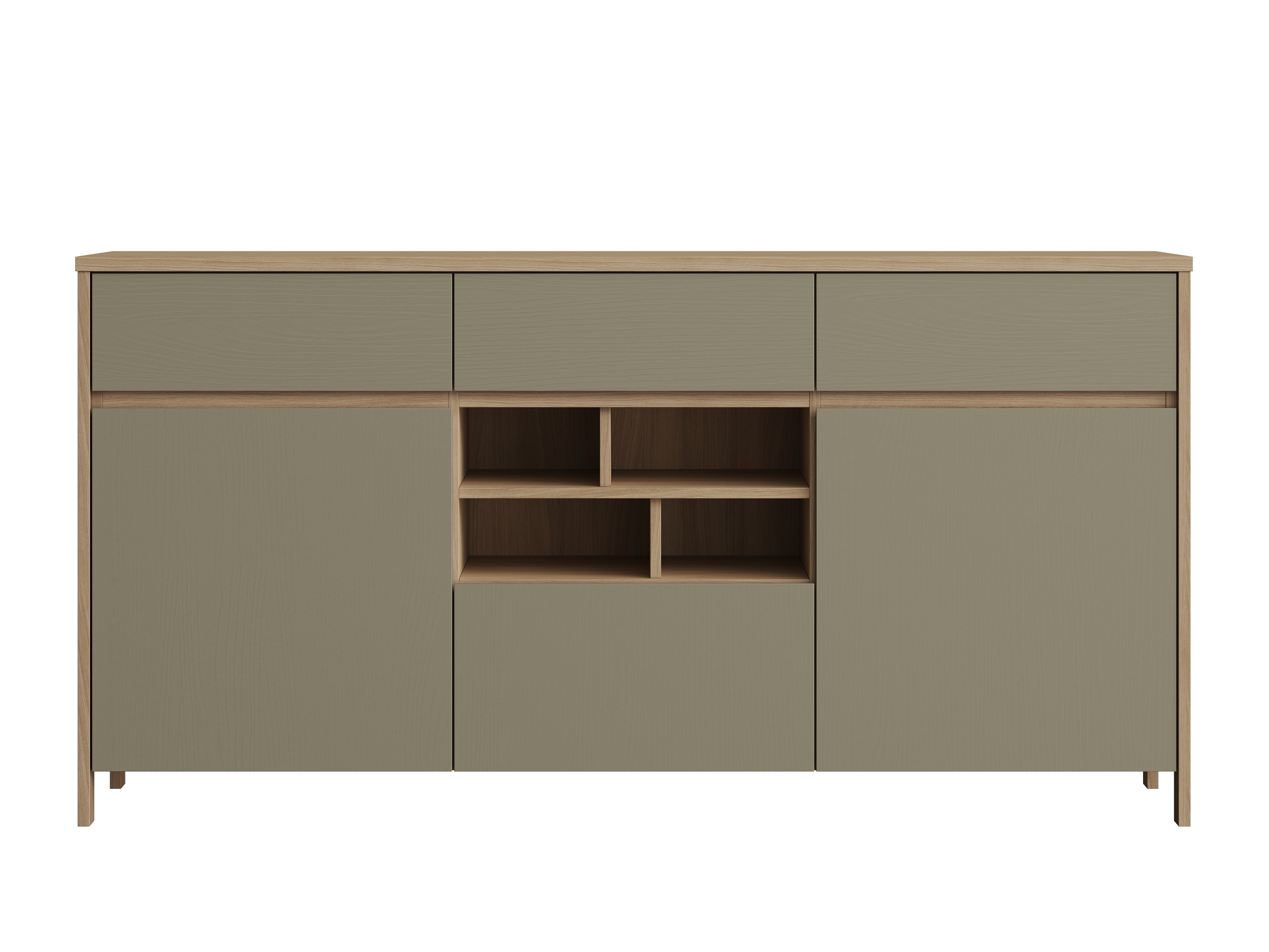 Ladekast Fermaru 104 (Stoffig groen + Eiken)