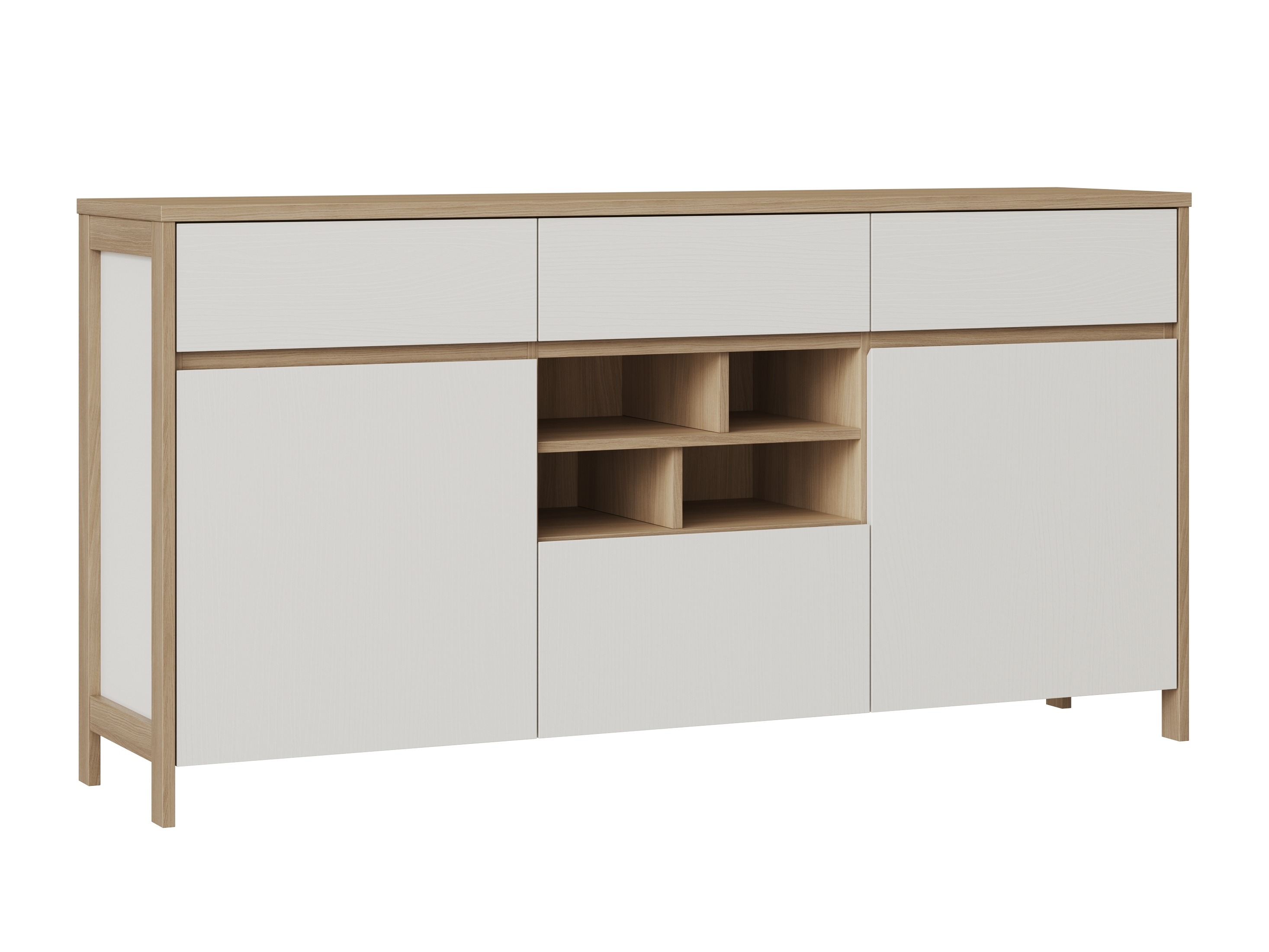 Ladekast Fermaru 104 (Wit + Eiken)