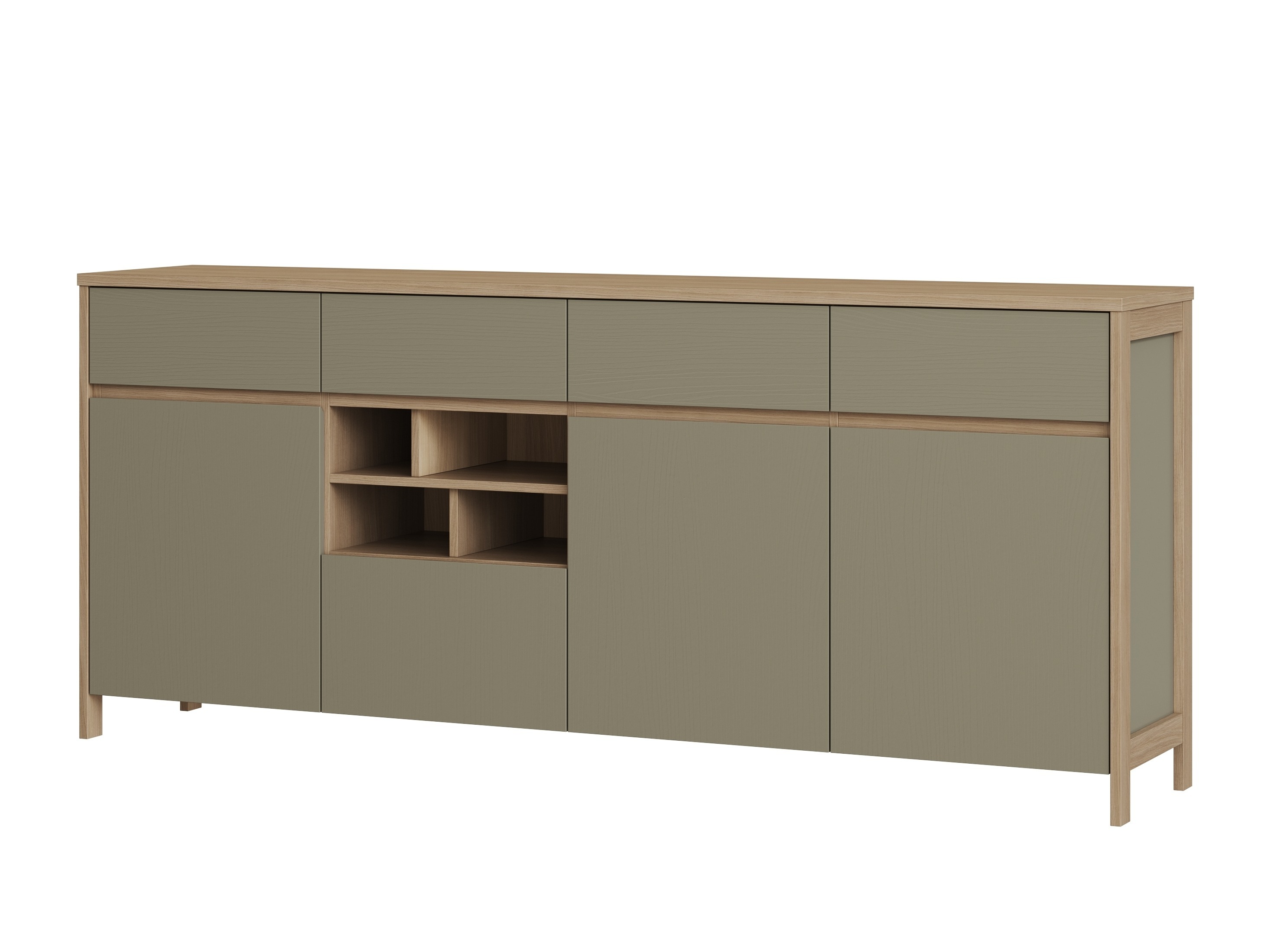 Ladekast Fermaru 105 (Stoffig groen + Eiken)