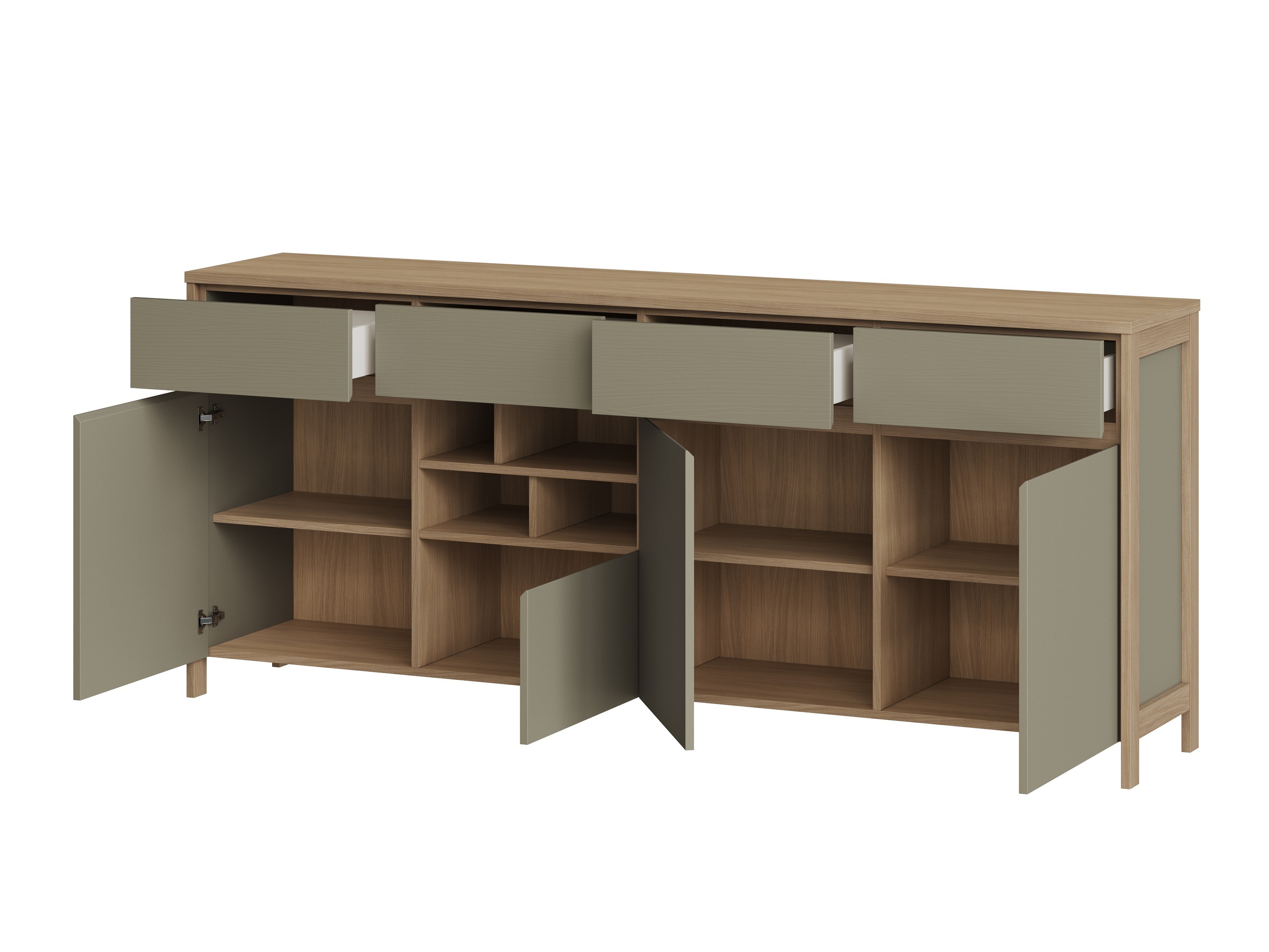 Ladekast Fermaru 105 (Stoffig groen + Eiken)