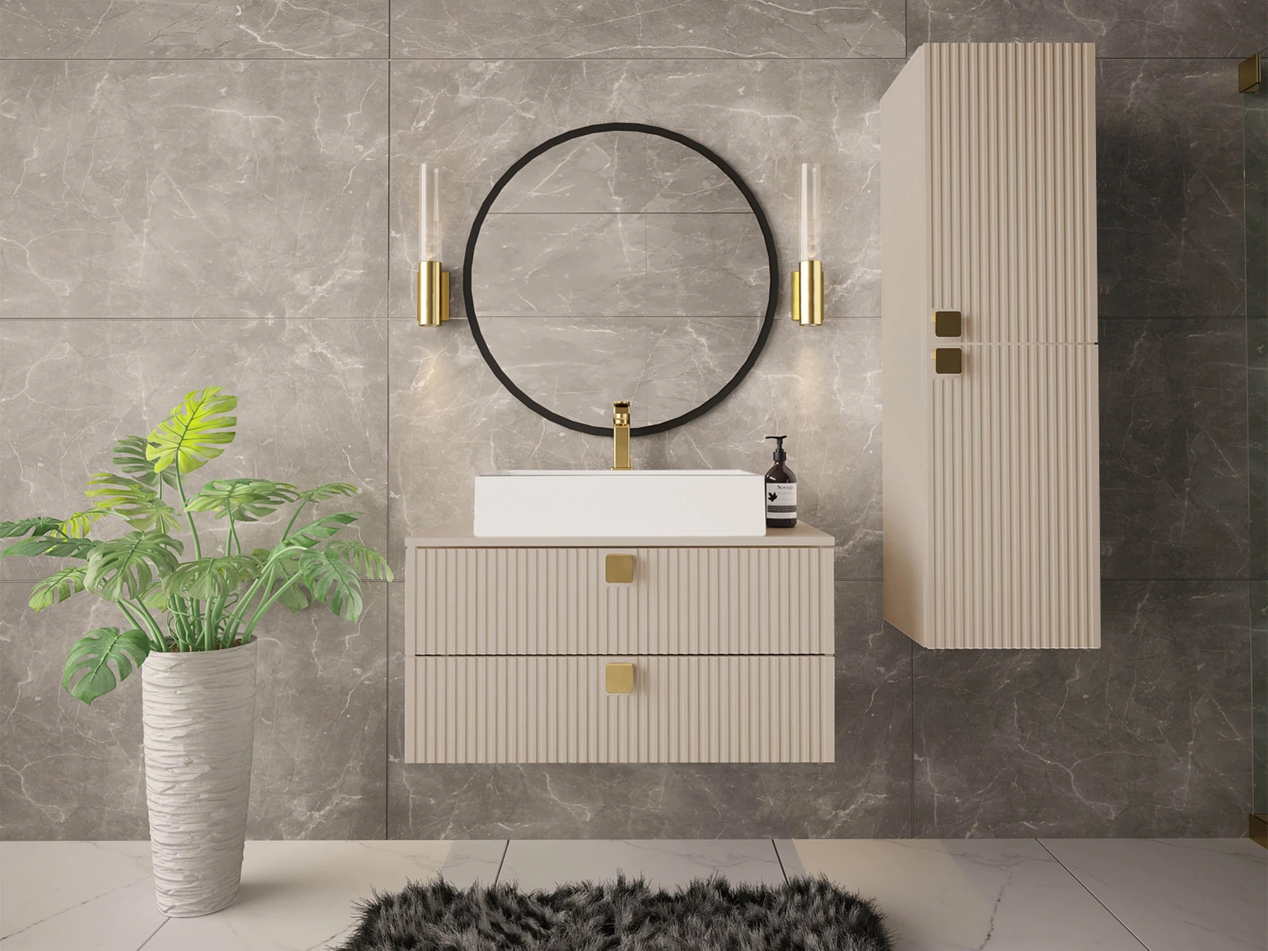 Wand badkamermeubel Orlvera 100 (Lichtbruin)