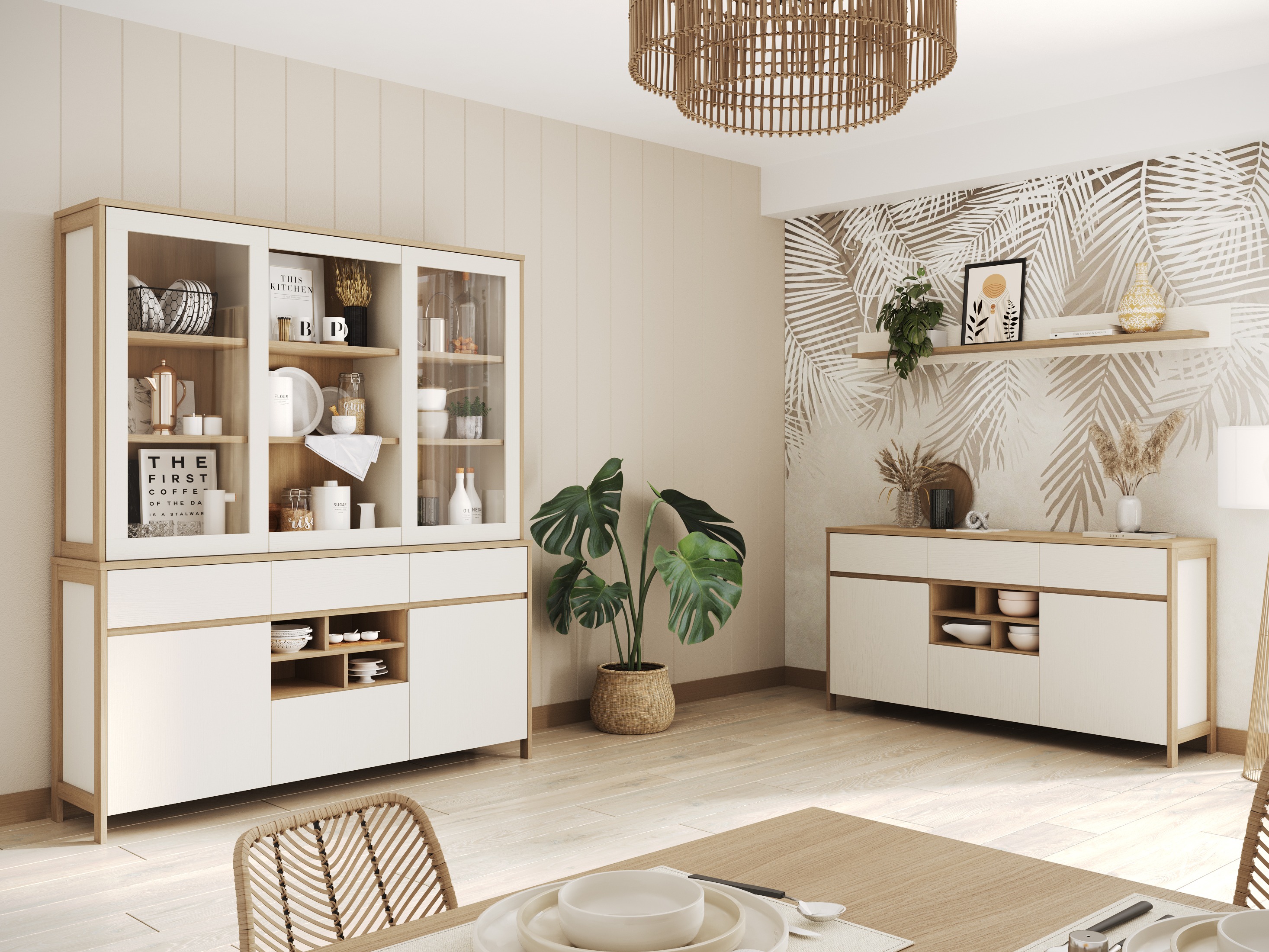 Wandplank Fermaru 108 (Wit + Eiken)