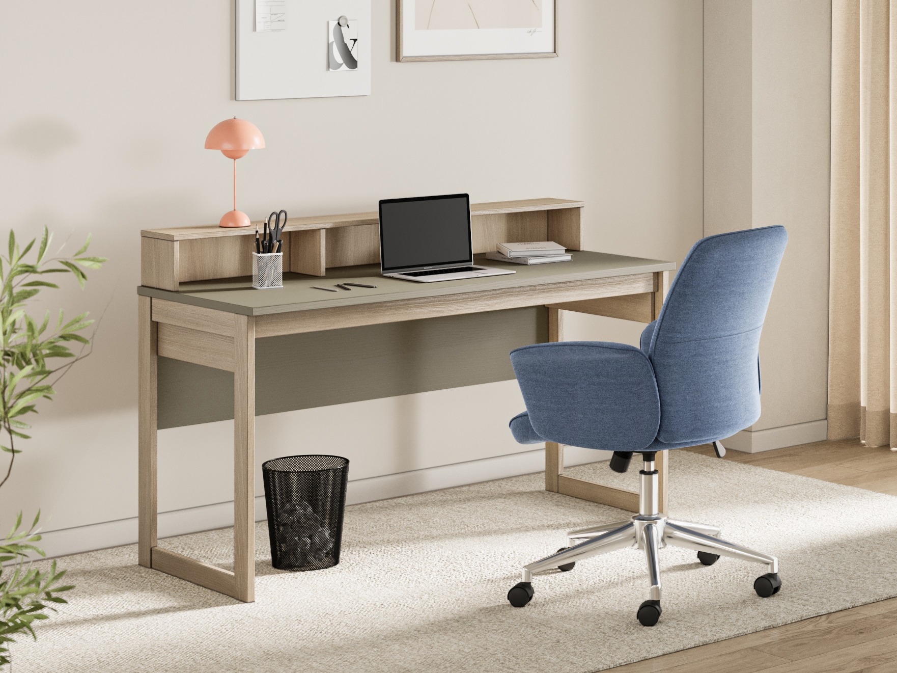 Bureau Fermaru 115 (Stoffig groen + Eiken)