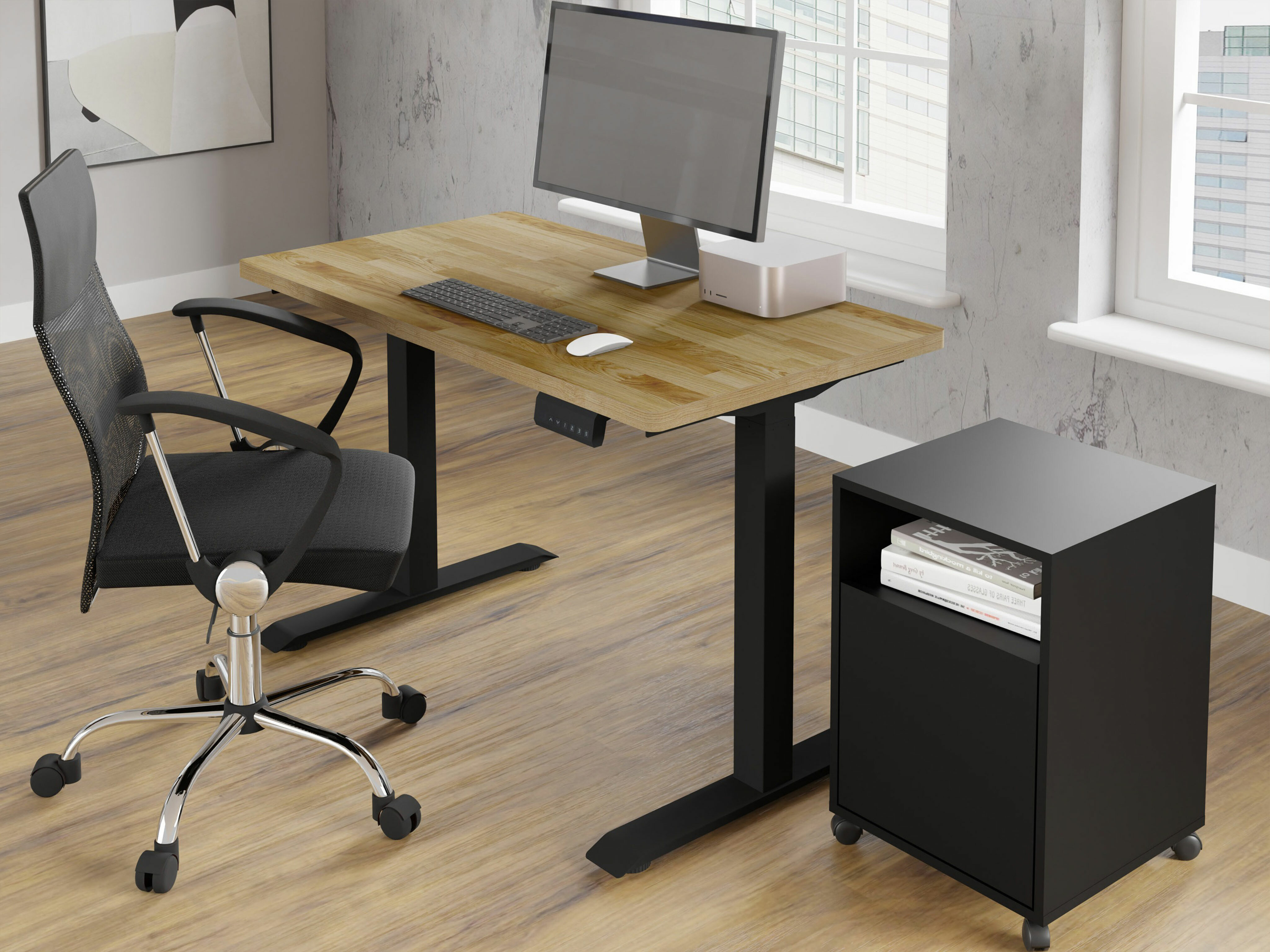 In hoogte verstelbaar bureau Buffalo 200 (Zwart)