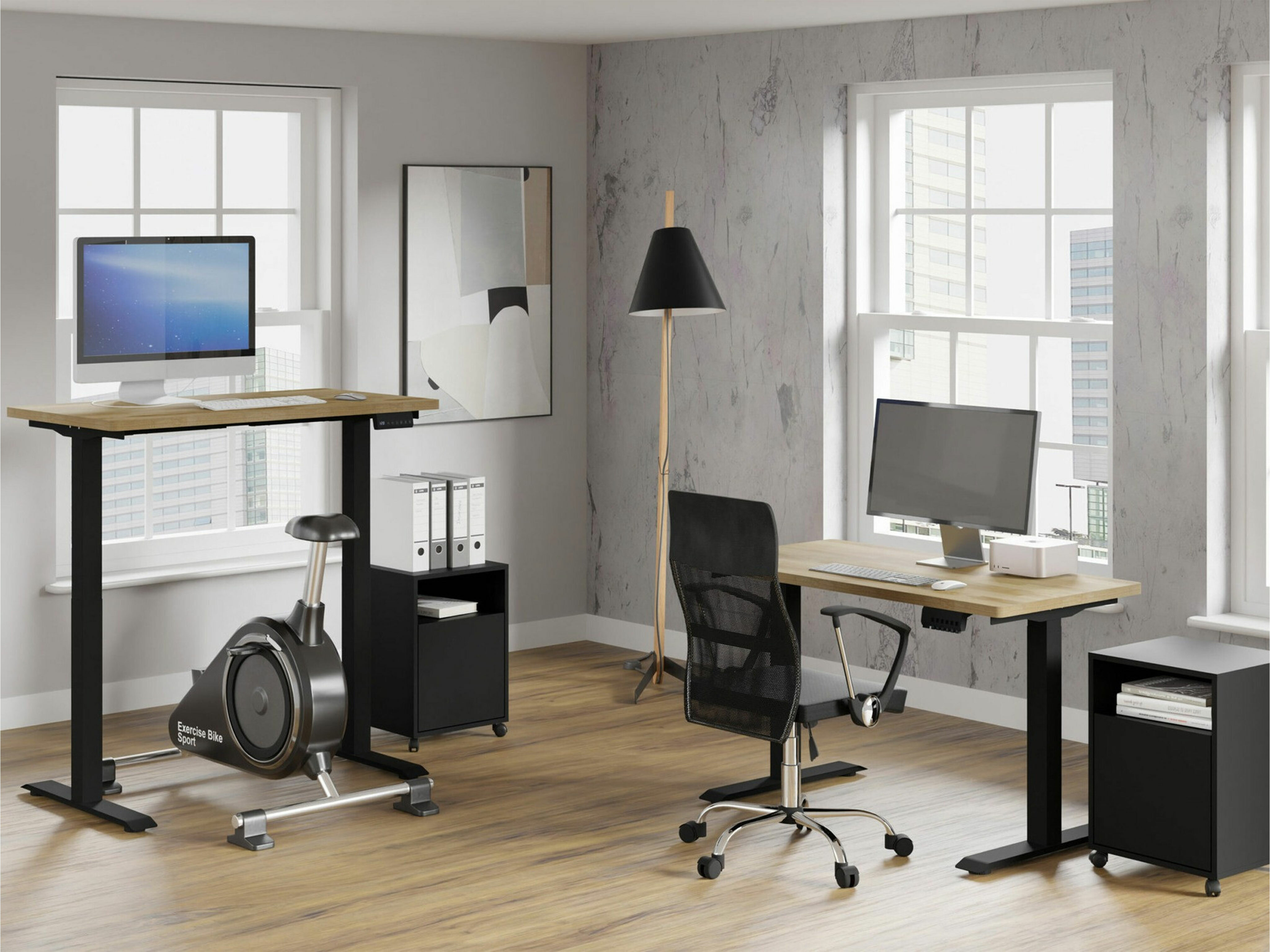 In hoogte verstelbaar bureau Buffalo 200 (Zwart)