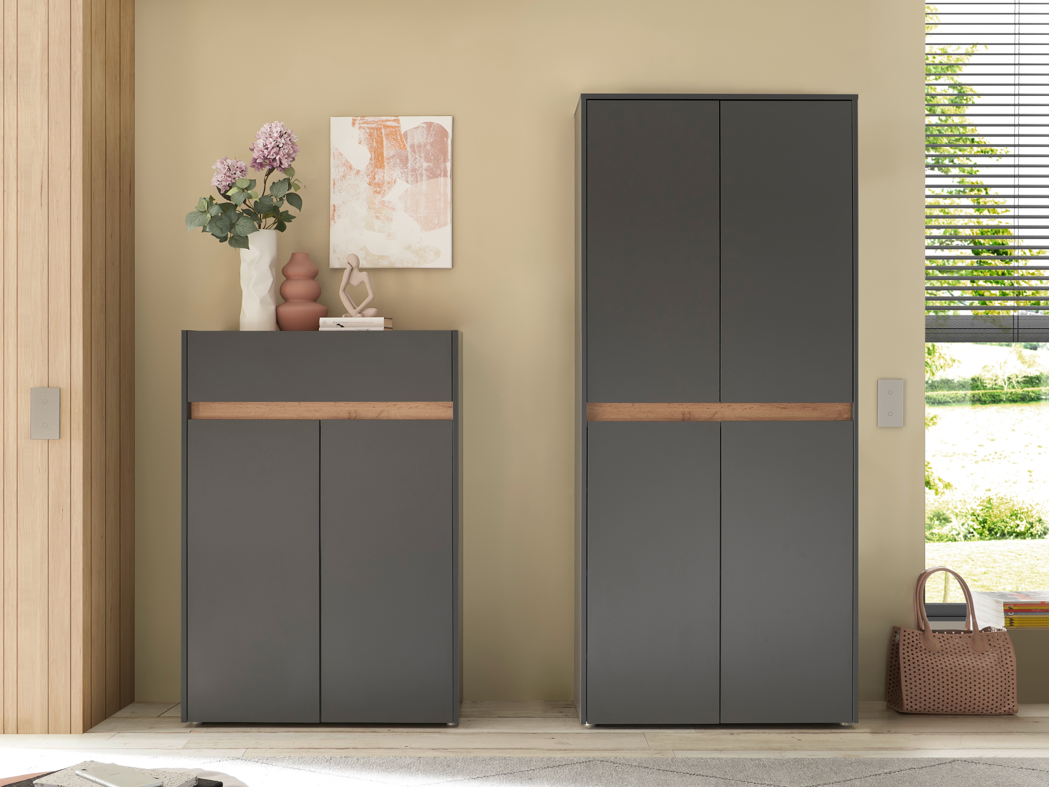 Gangmeubelset Elbsori 175 (Antraciet + Wotan eik)