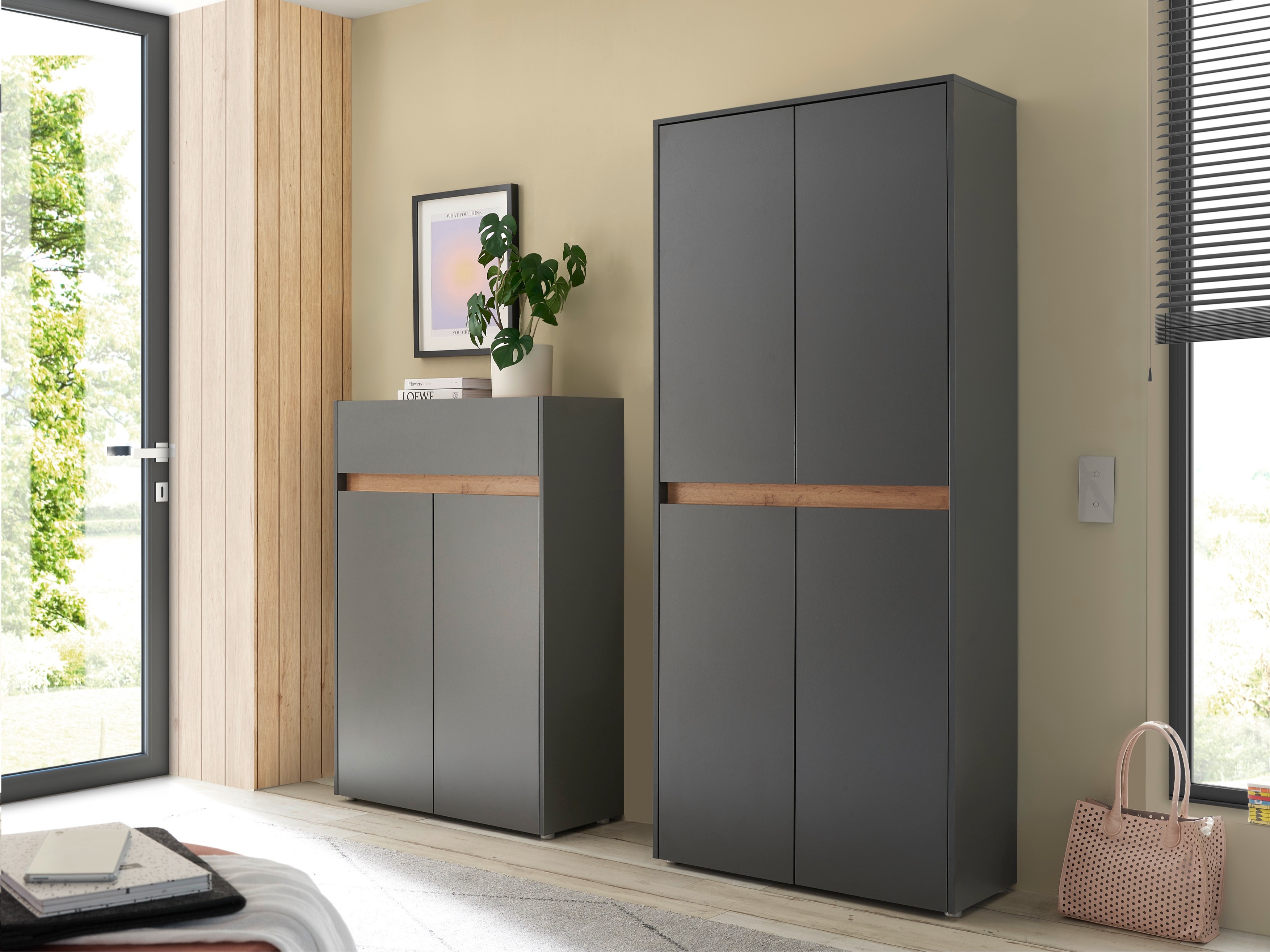 Gangmeubelset Elbsori 175 (Antraciet + Wotan eik)
