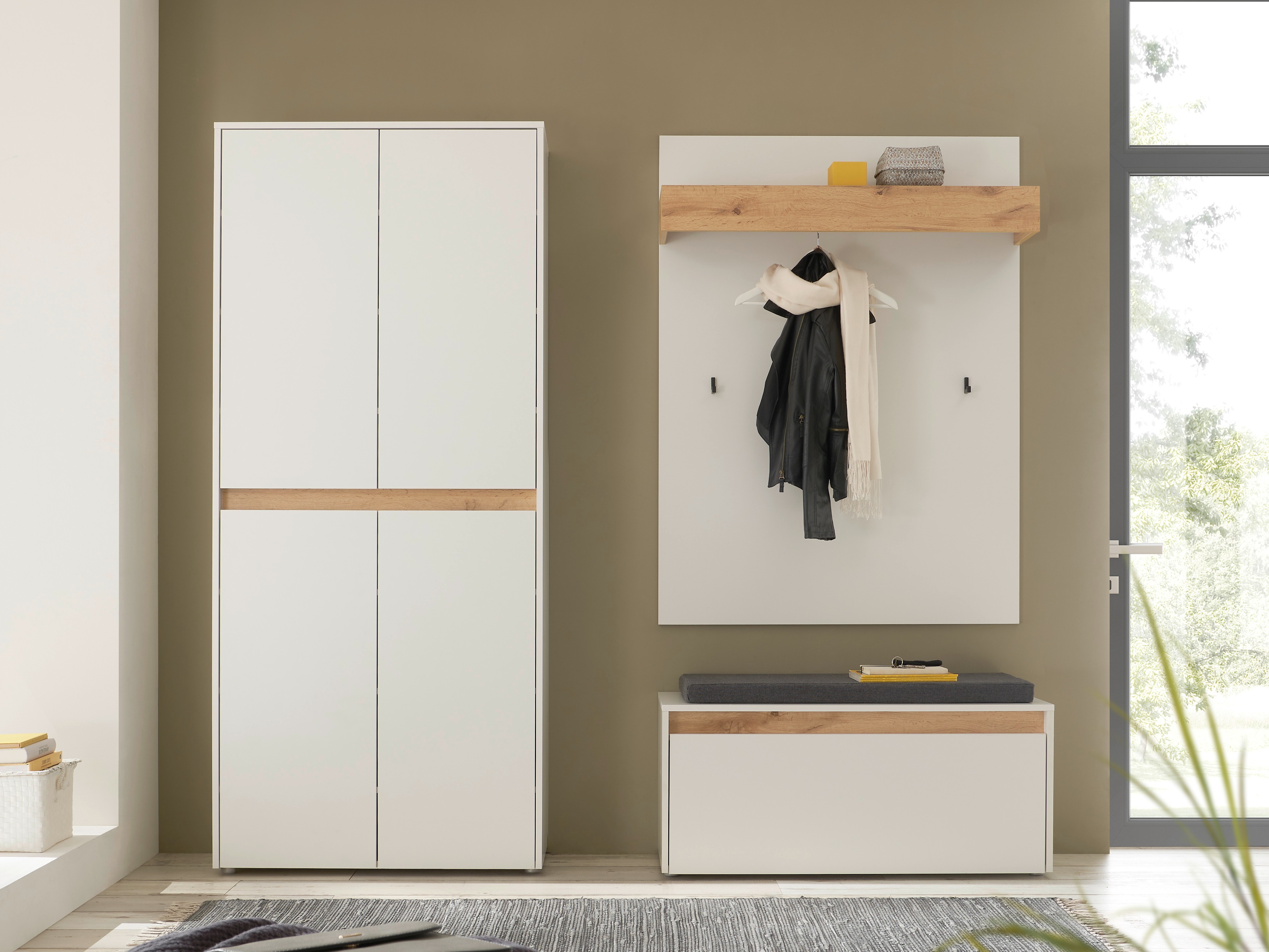 Gangmeubelset Elbsori 177 (Wit + Wotan eik)