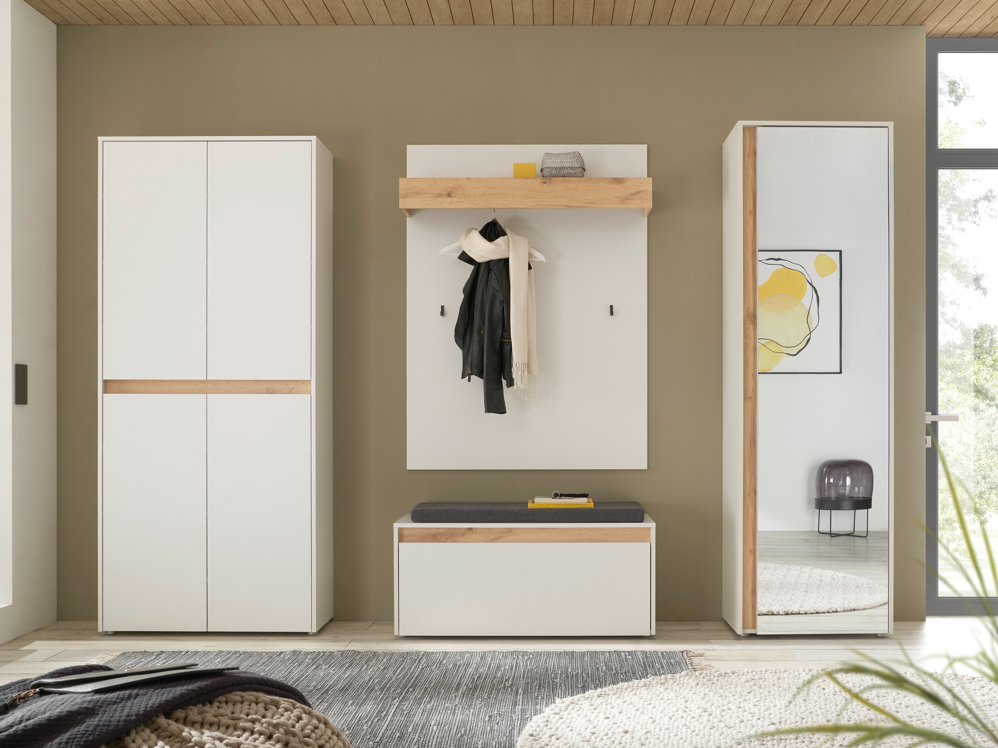 Gangmeubelset Elbsori 177 (Wit + Wotan eik)