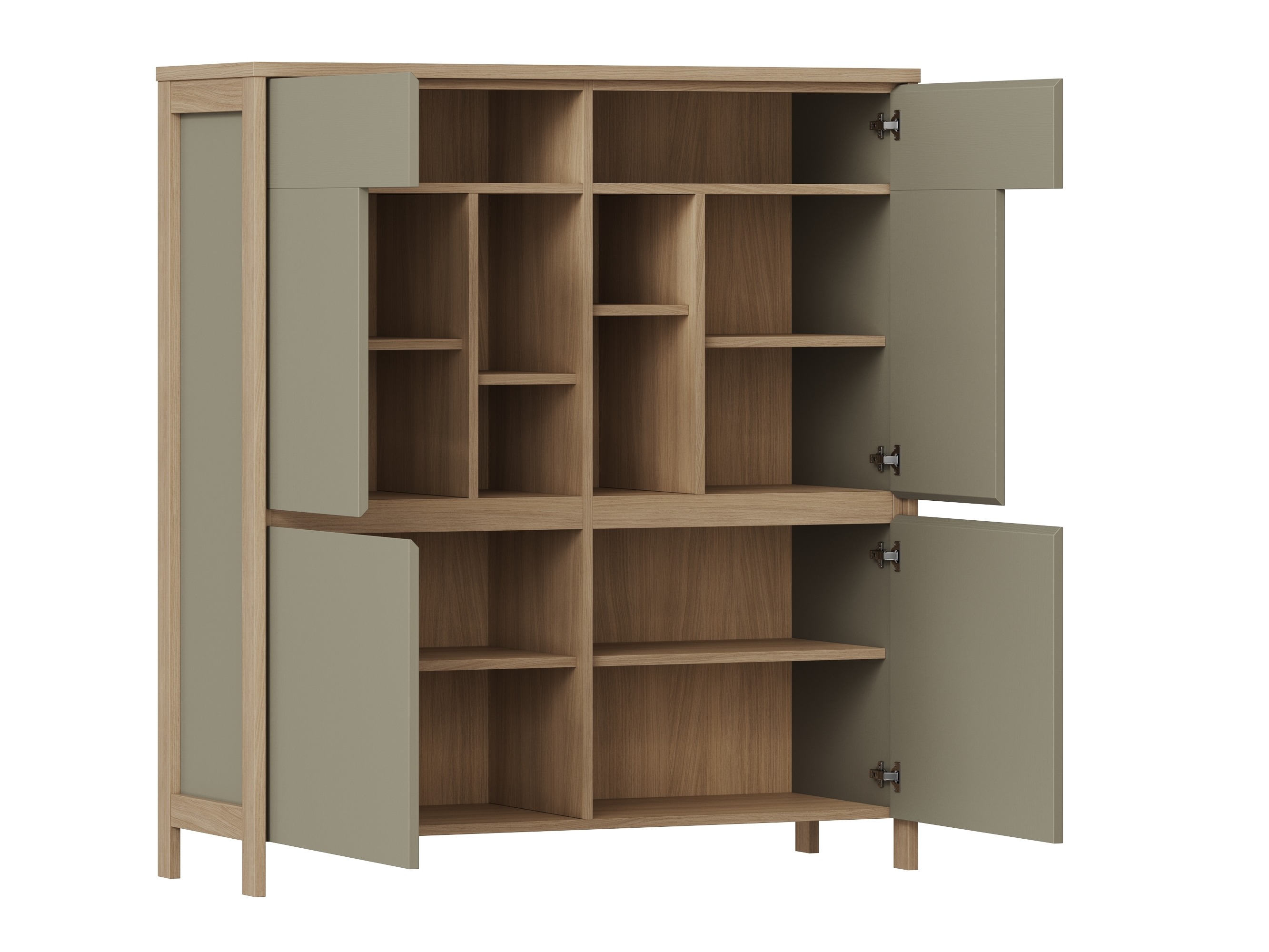 Woonkamerset Fermaru 110 (Stoffig groen + Eiken)