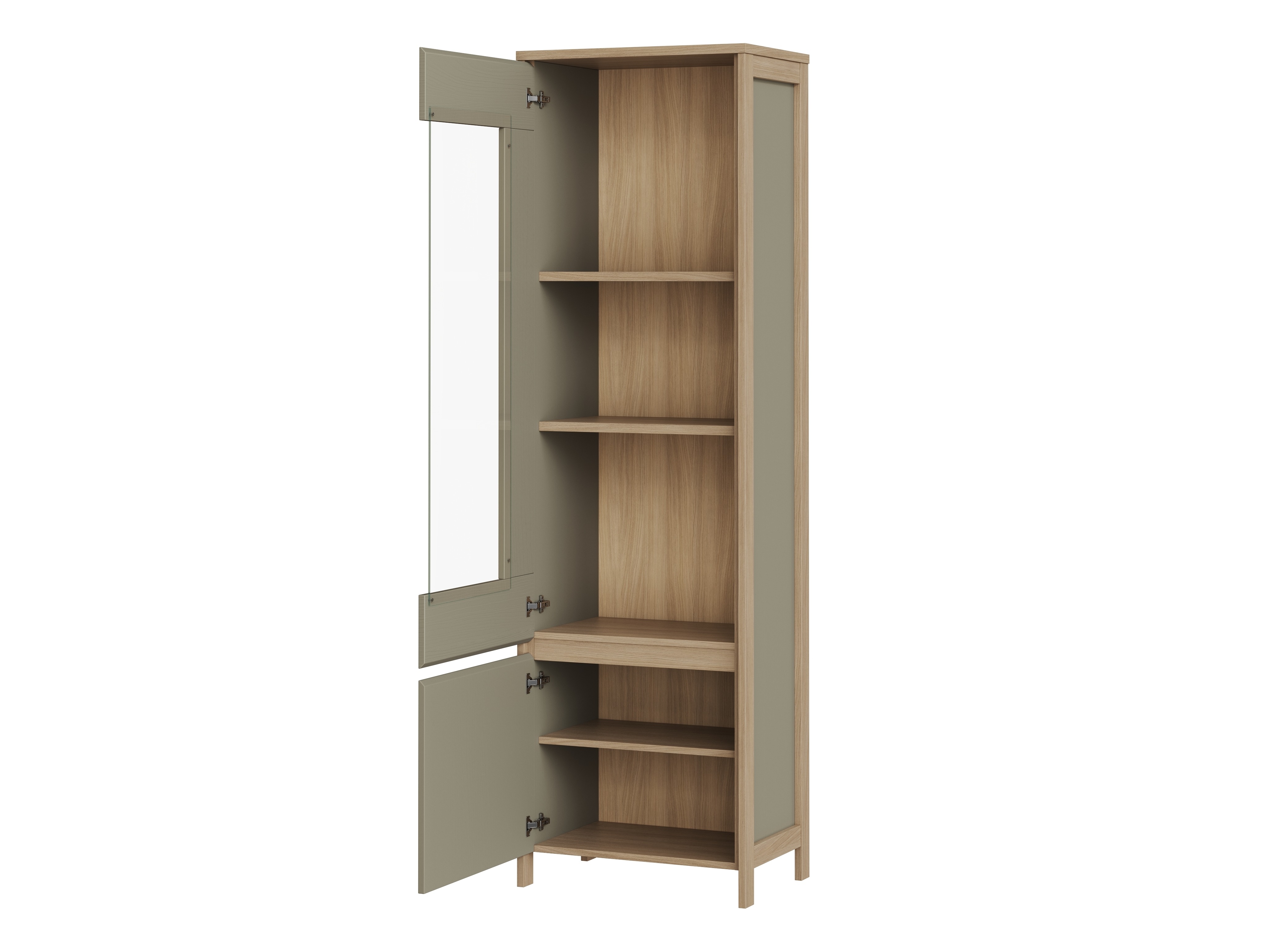 Woonkamerset Fermaru 111 (Stoffig groen + Eiken)