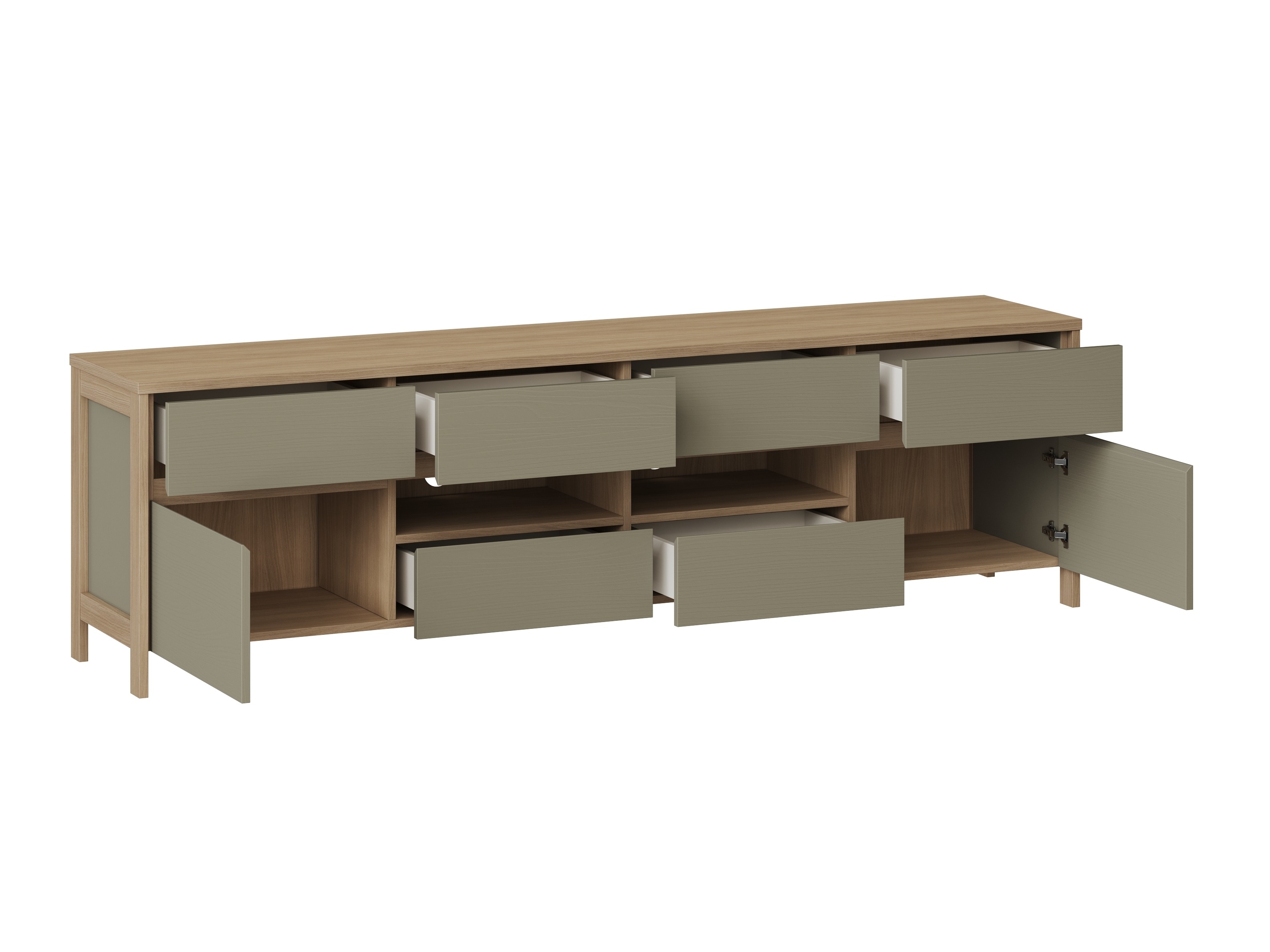 Woonkamerset Fermaru 112 (Stoffig groen + Eiken)