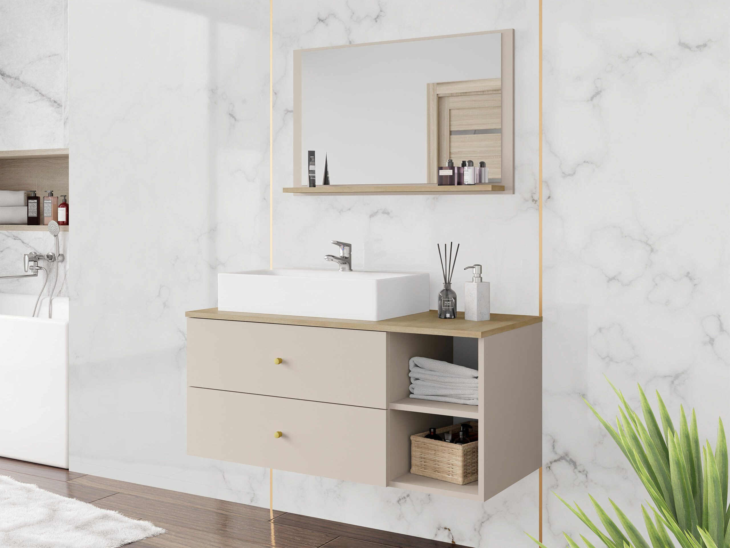 Badkamerset Ophruvi 100 (Lichtbruin)