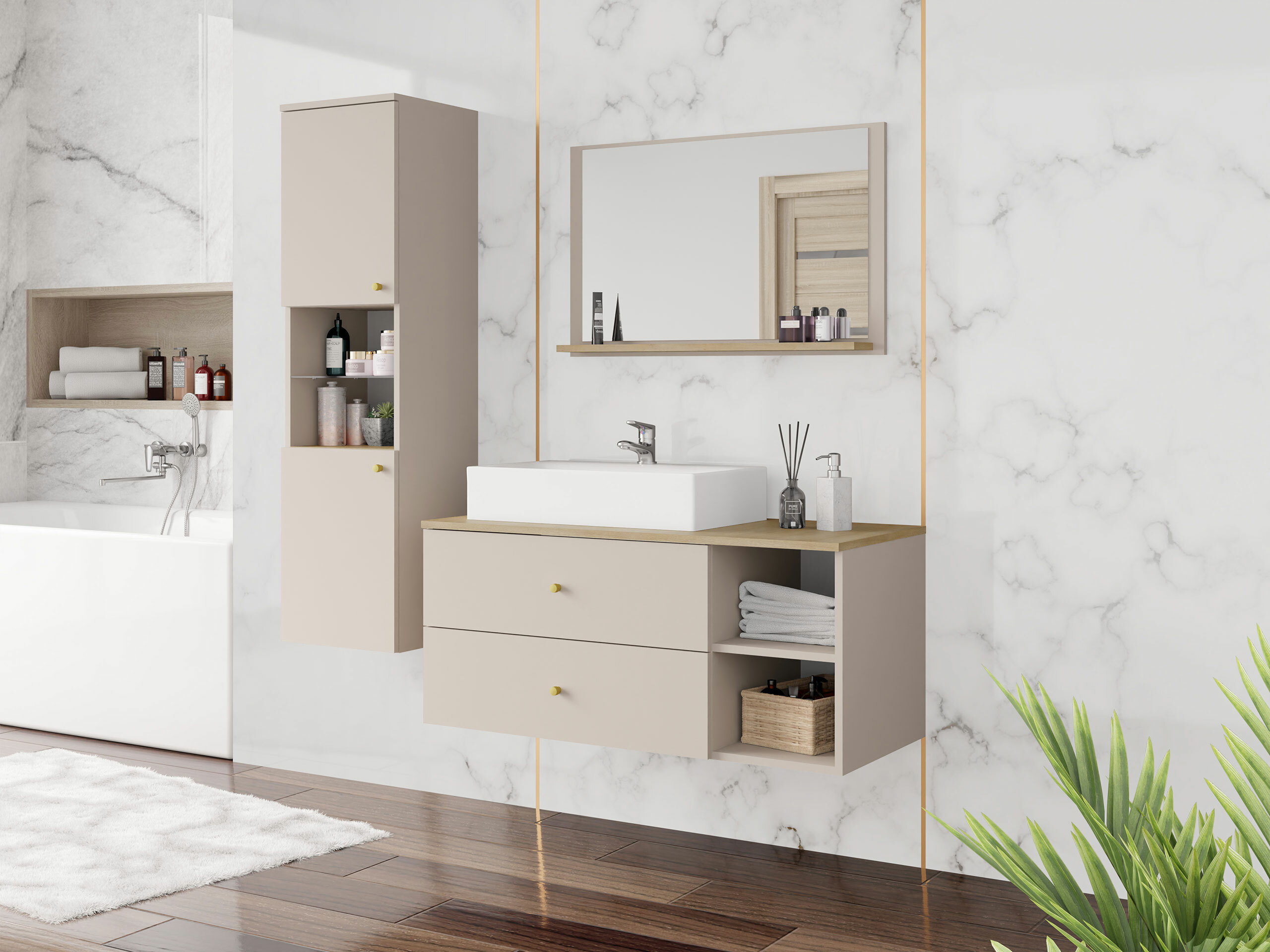 Badkamerset Ophruvi 101 (Lichtbruin)