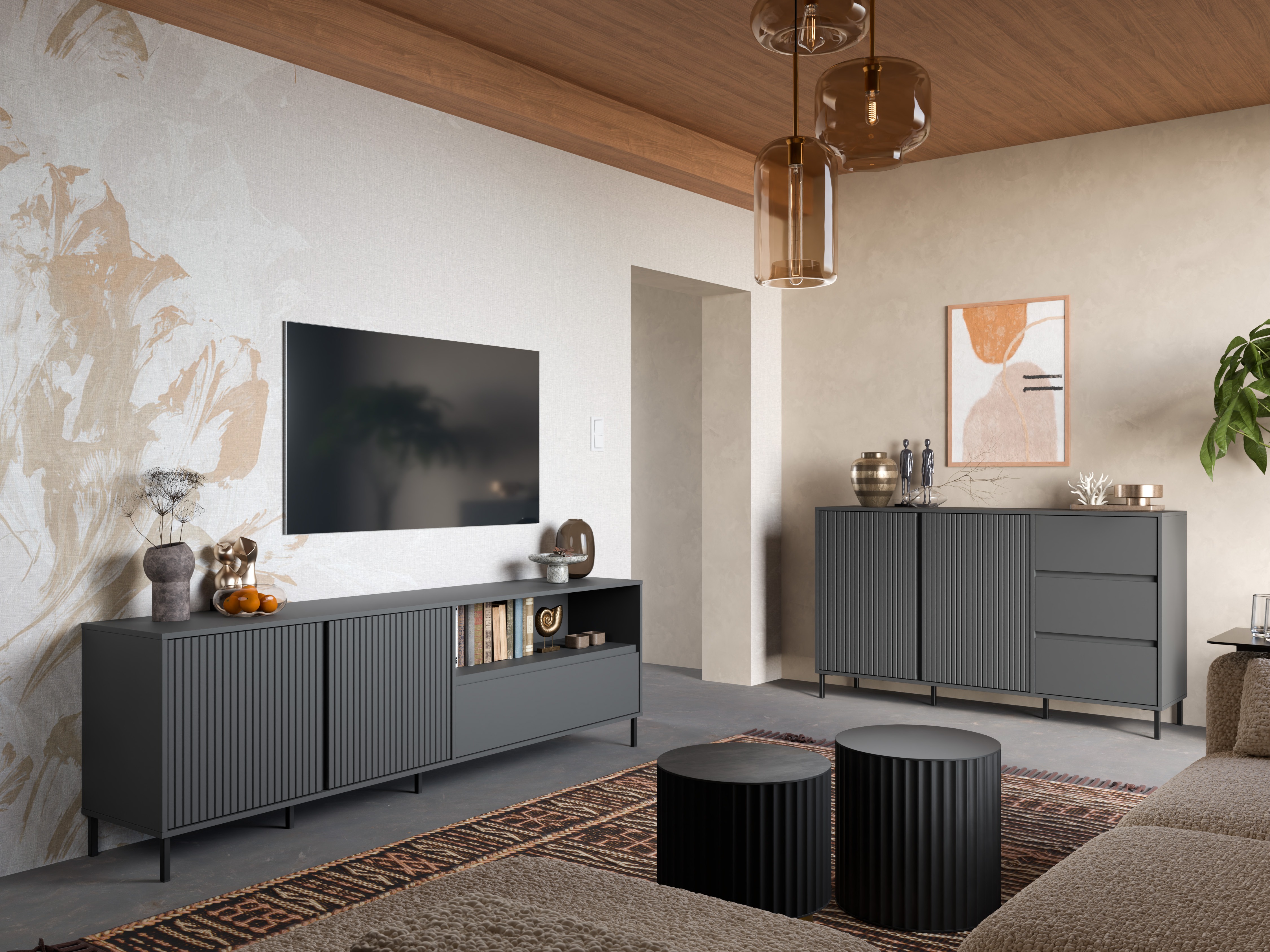 TV-meubel Ruvrevi 100 (Antraciet)