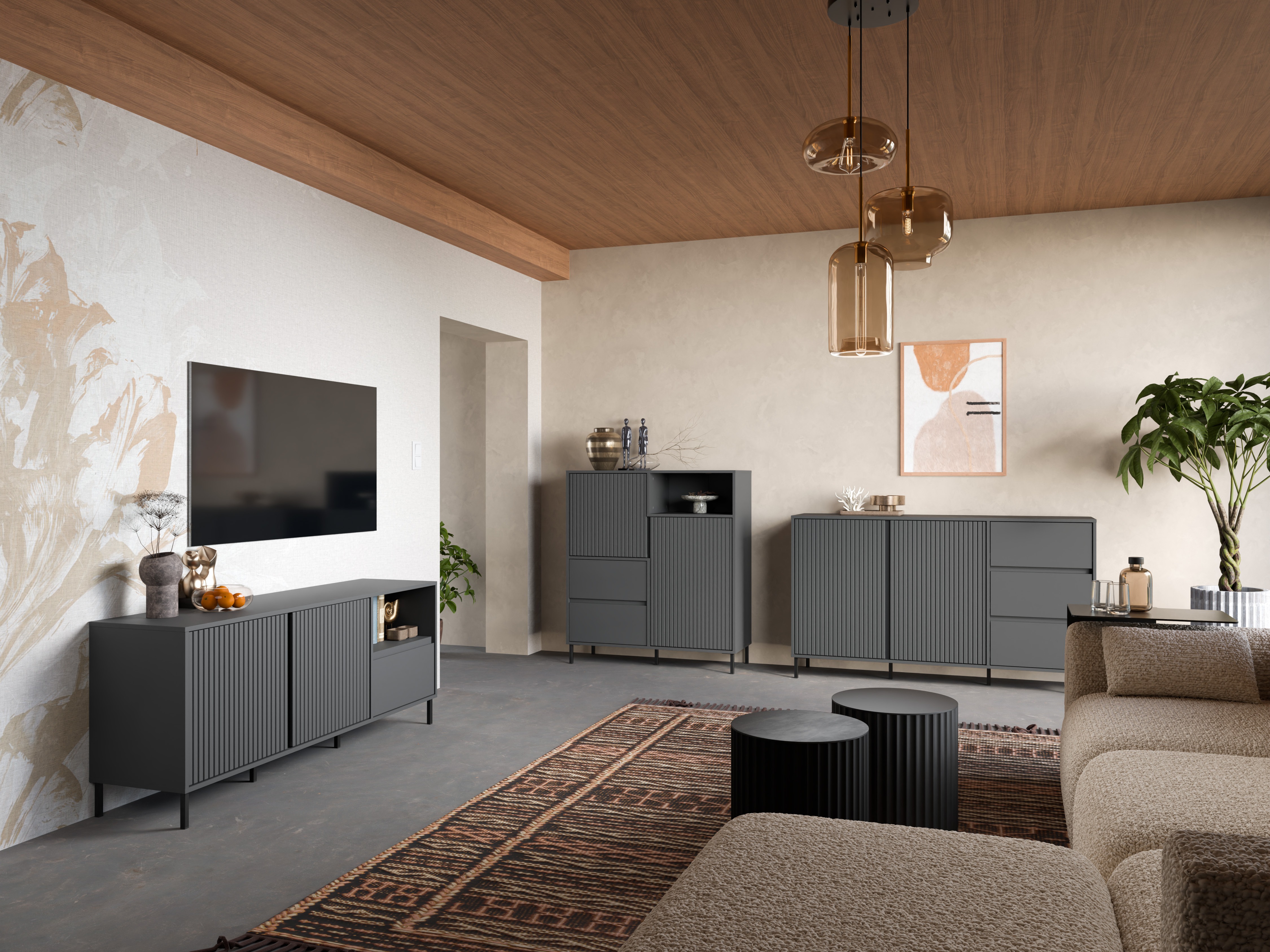 Woonkamerset Ruvrevi 106 (Antraciet)