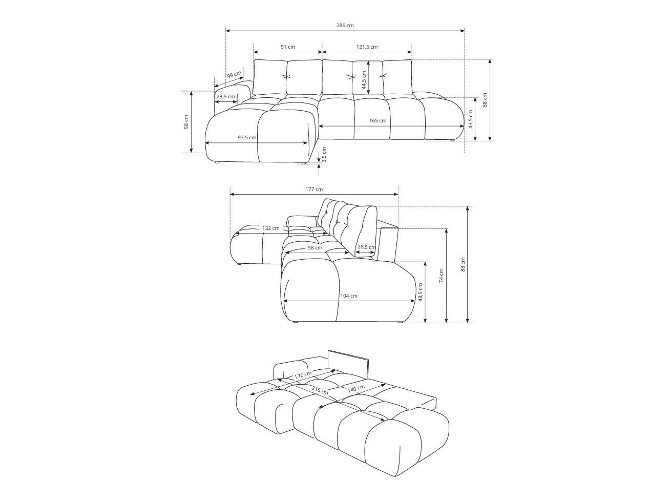 Hoekbank Kingston 156 (Flow 09)