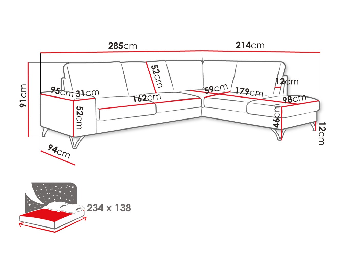 Hoekbank ComfiDream 112 (Verita 28)