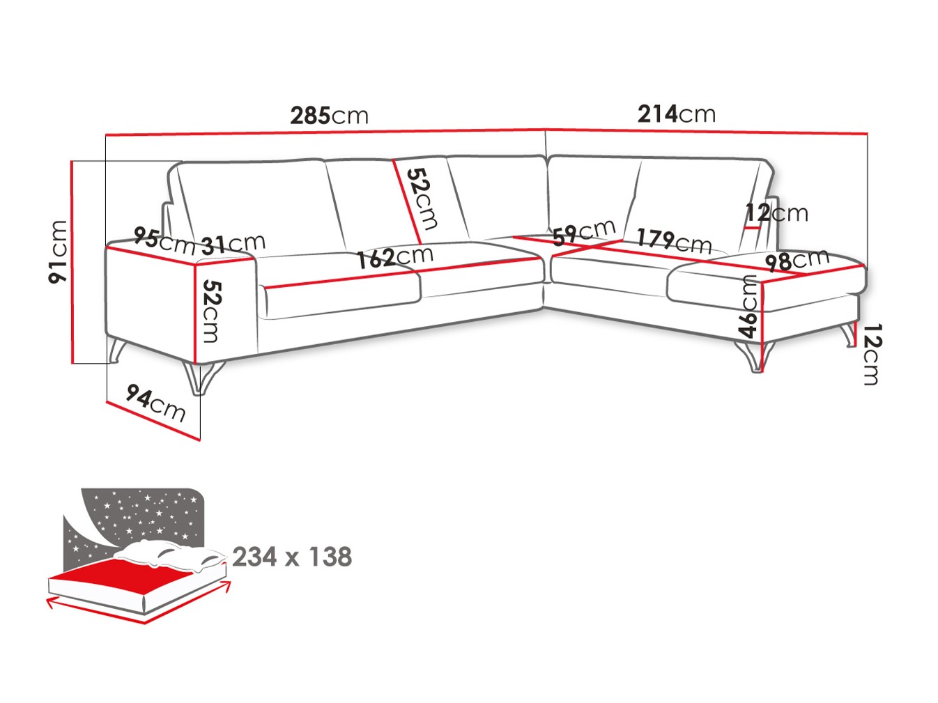 Hoekbank ComfiDream 112 (Verita 88)