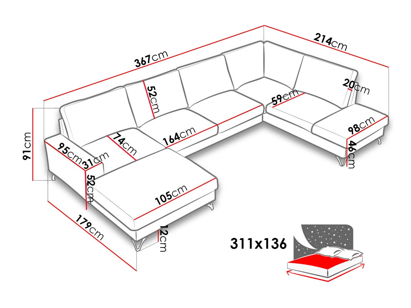 Hoekbank ComfiDream 113 (Verita 28)