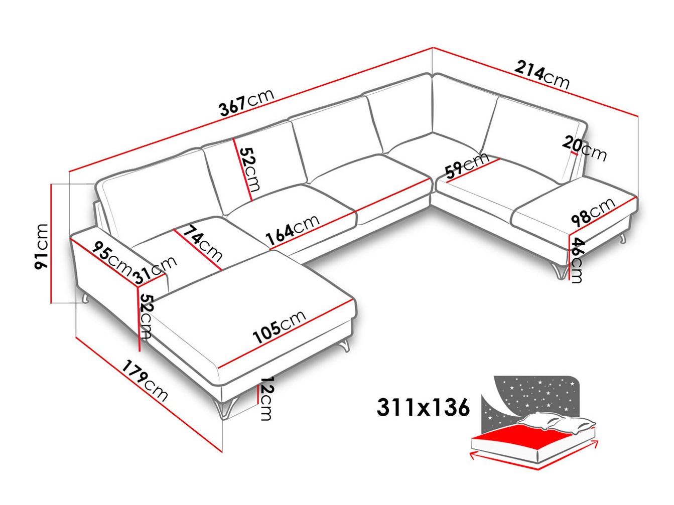 Hoekbank ComfiDream 113 (Verita 53)