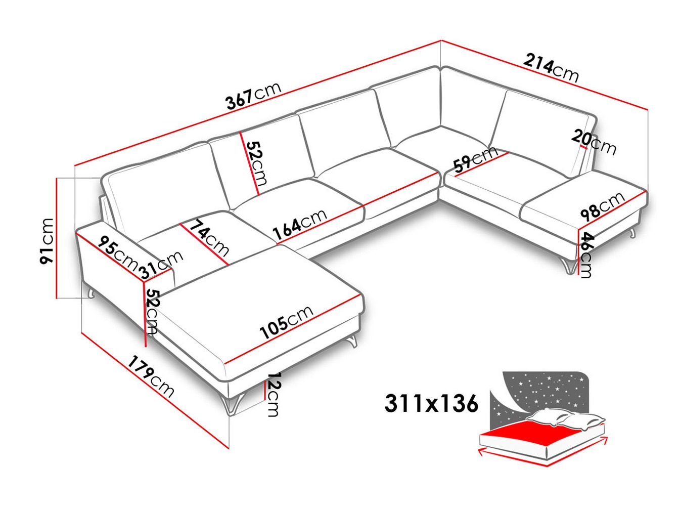 Hoekbank ComfiDream 113 (Verita 80)