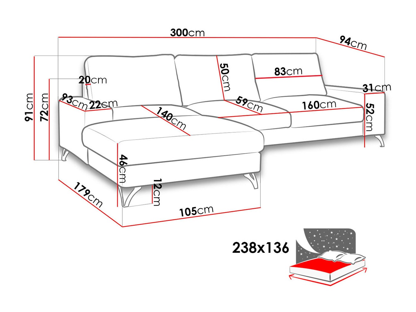 Hoekbank ComfiDream Lyrana I (Verita 28)