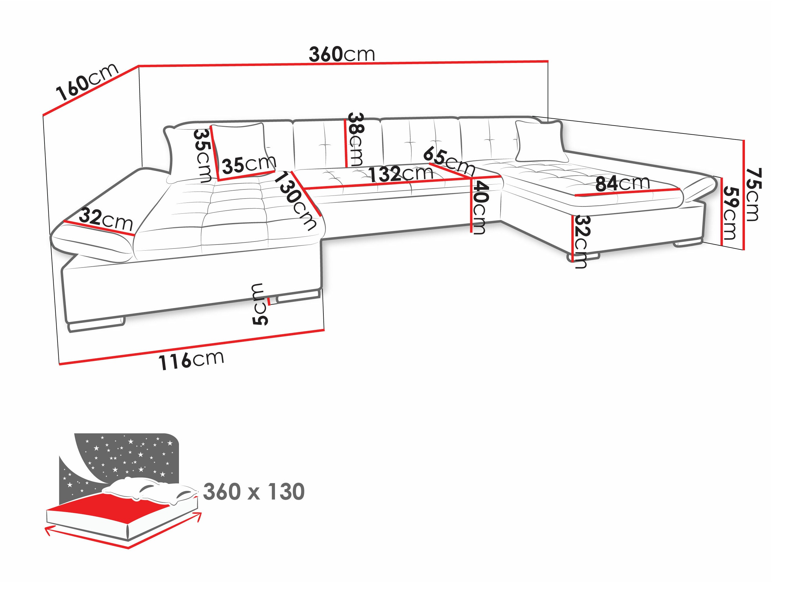 Hoekbank Comfivo 240 (Miu 2058 + Miu 2059)