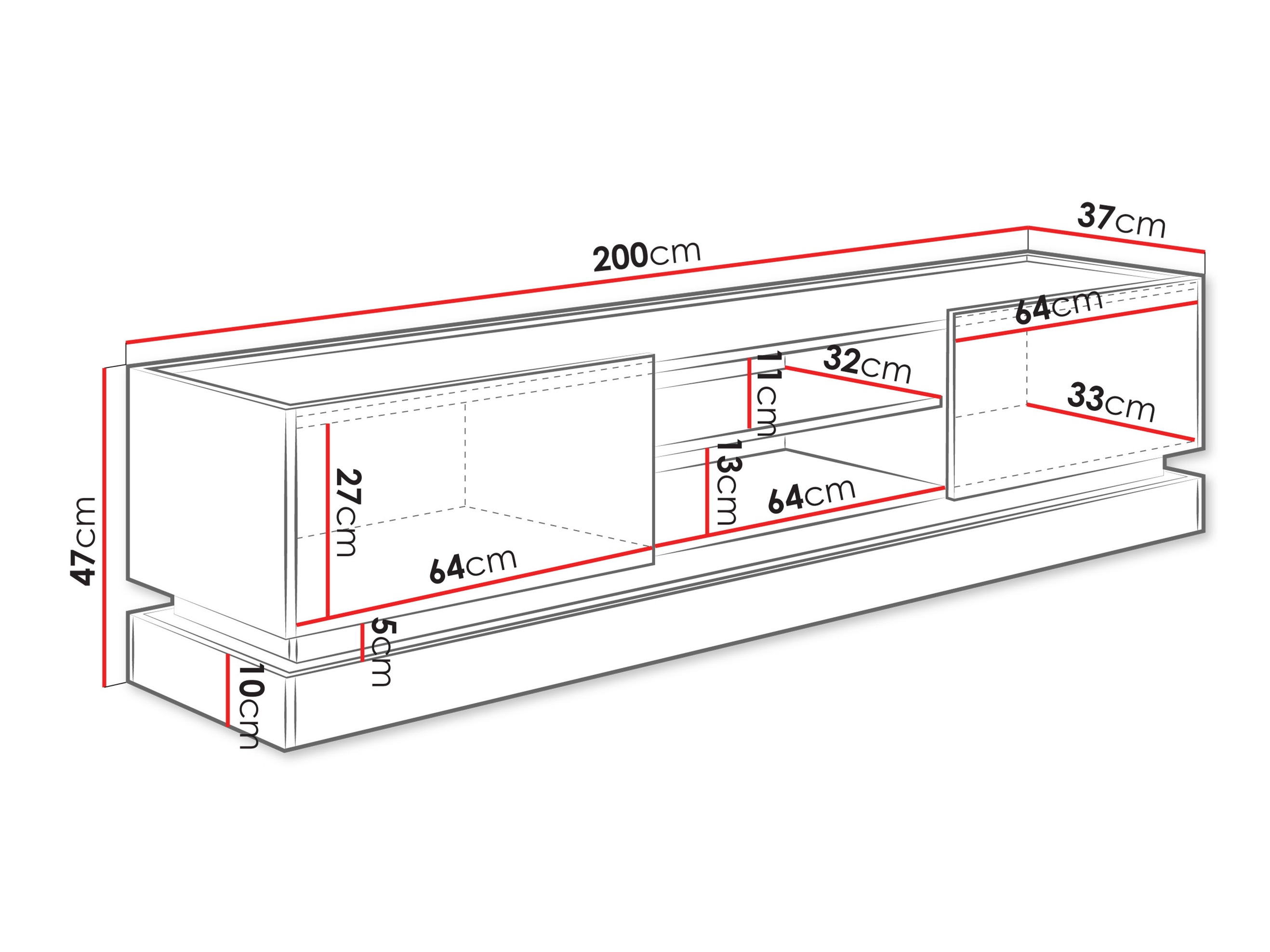 TV-meubel Comfivo Dalvenu 102 (Zwart + Eiken)