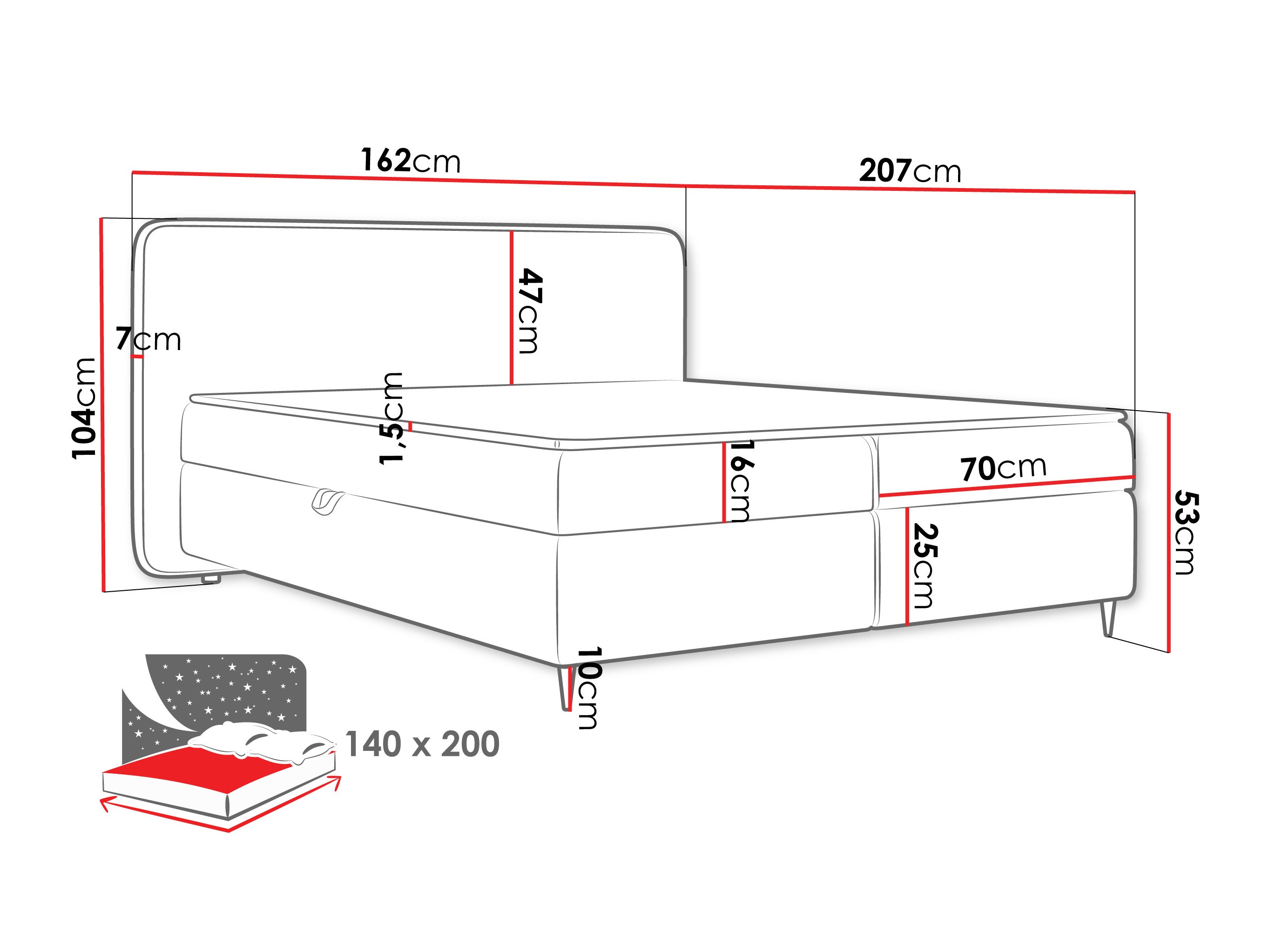 Boxspring Stonecrest 108 (Taro 98)