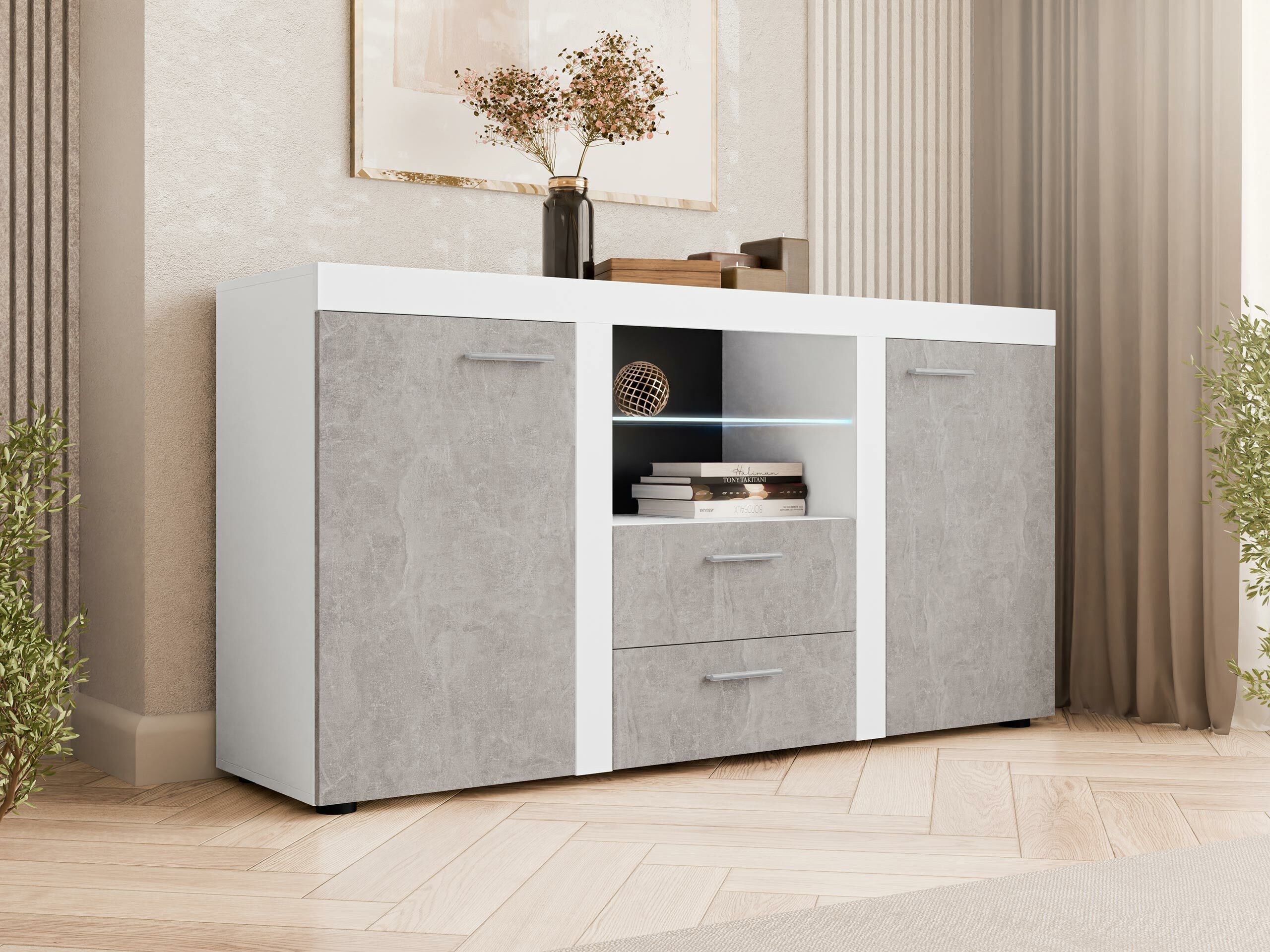 Ladekast Tucson 104 (Wit + Beton)