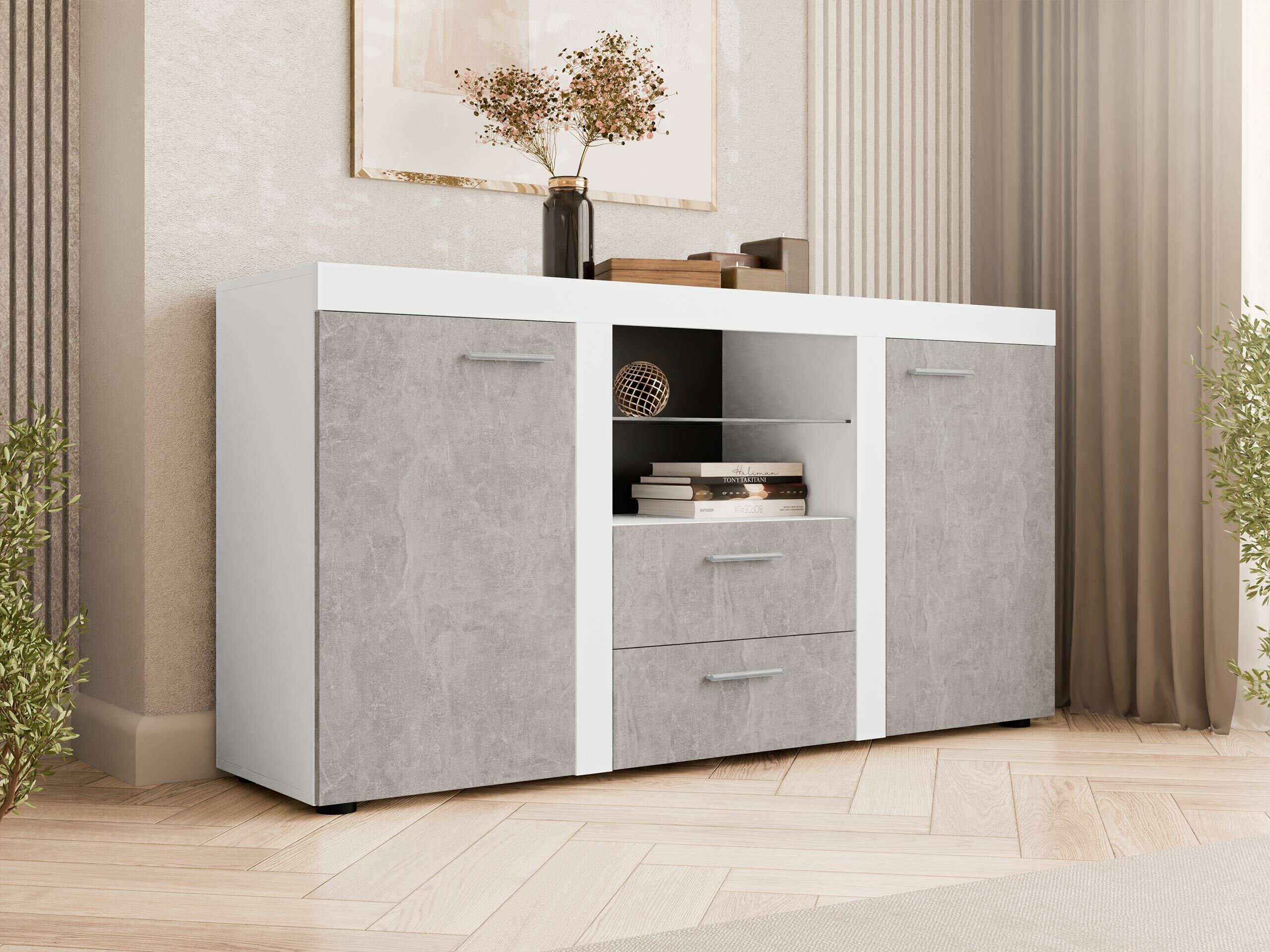 Ladekast Tucson 104 (Wit + Beton)