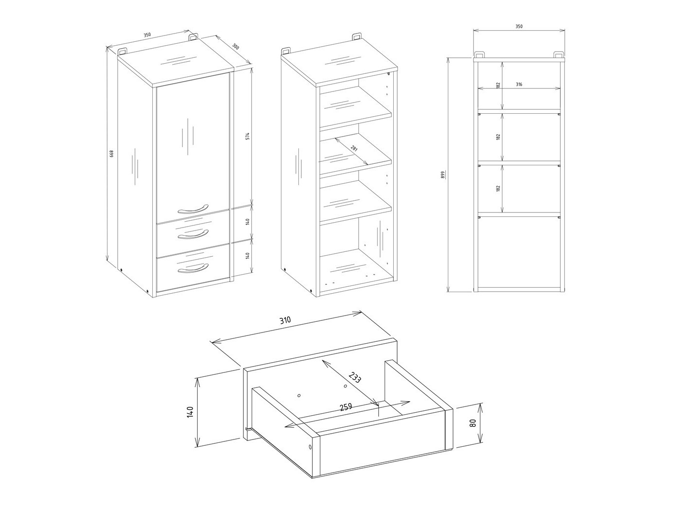 Wand badkamermeubel Servou 115 (Wit)
