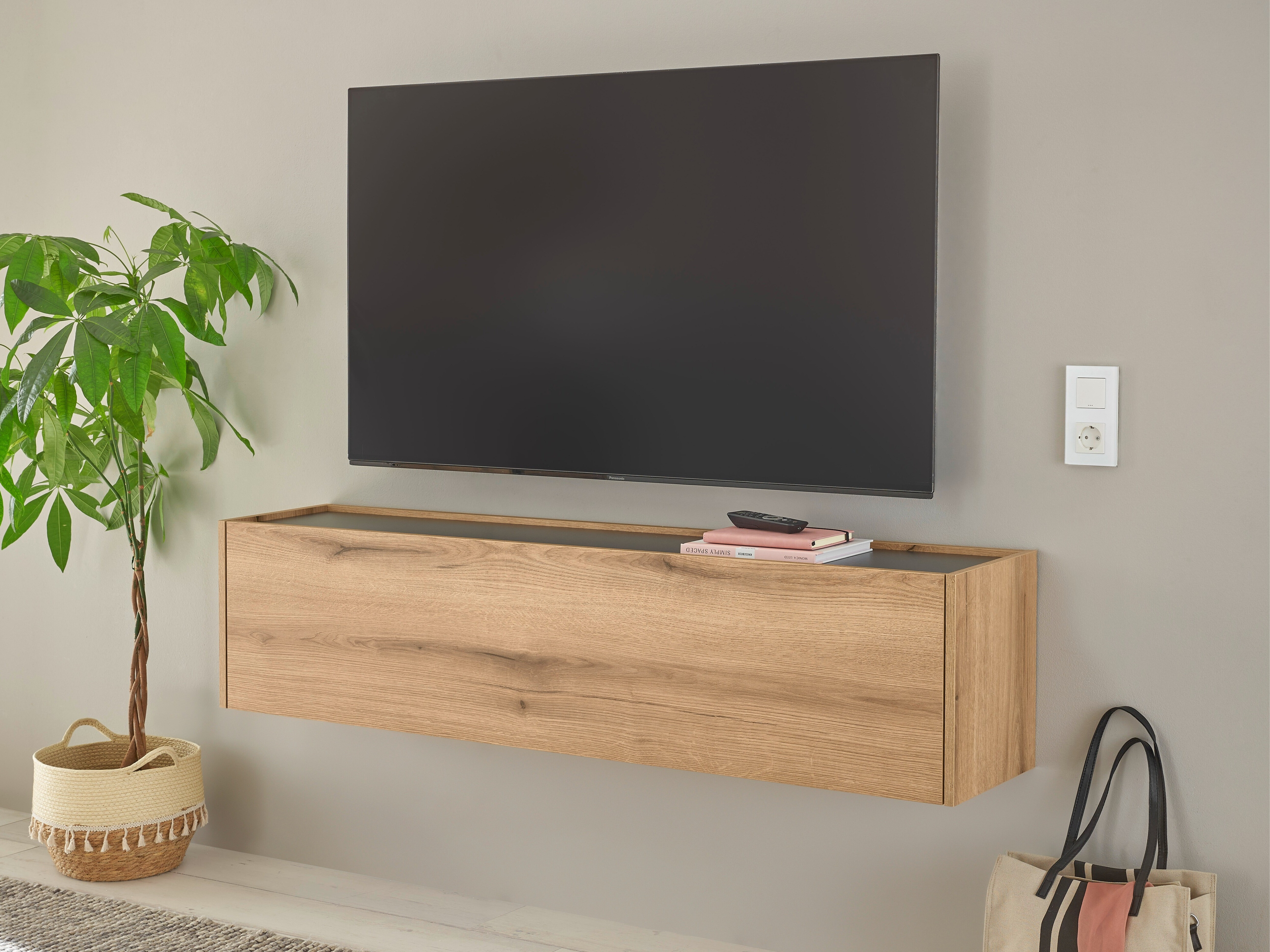 TV-meubel Elbsori 108 (Eiken + Antraciet)