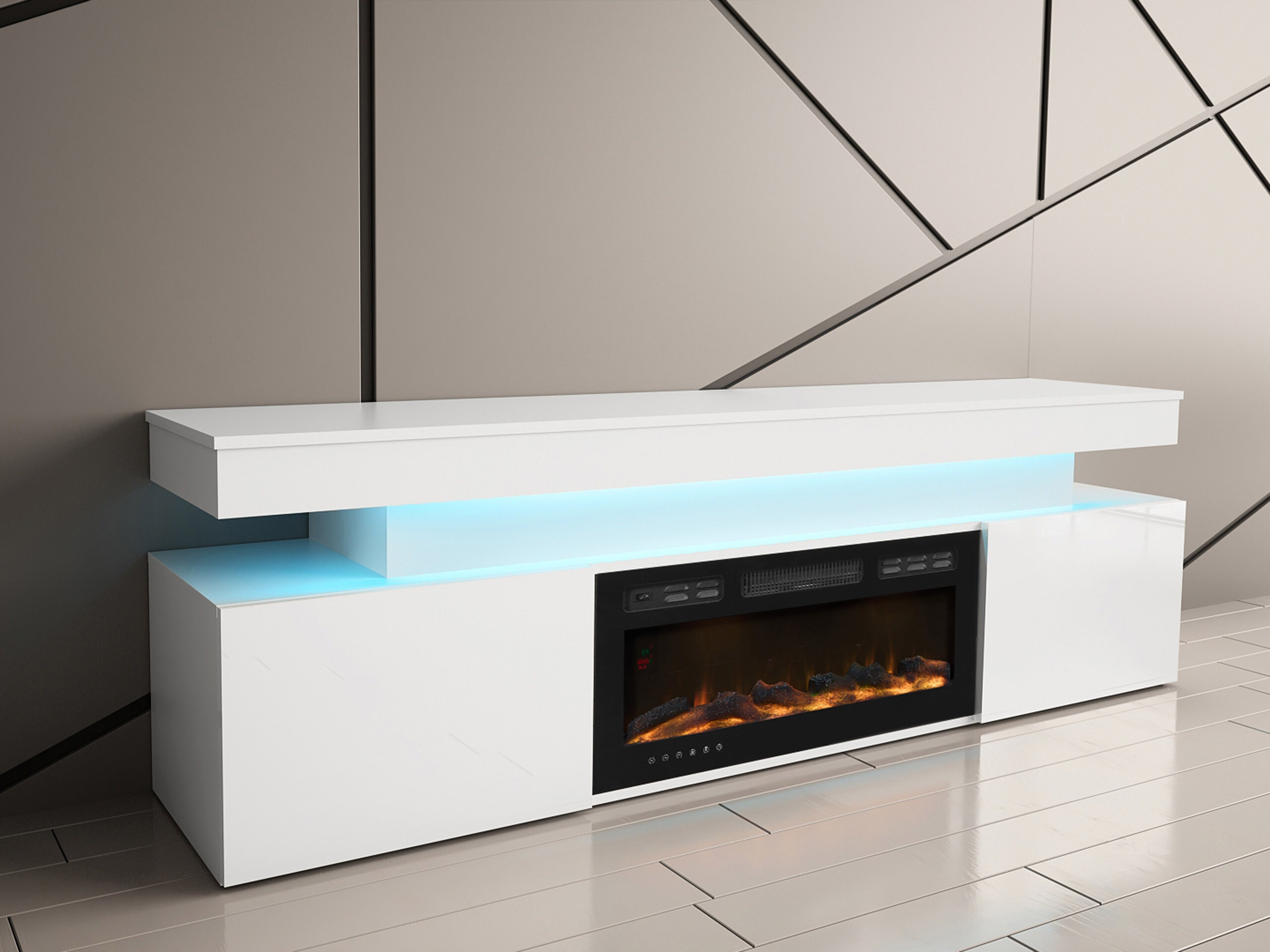 TV-meubel Monfero 104 (Wit + Glanzend wit)