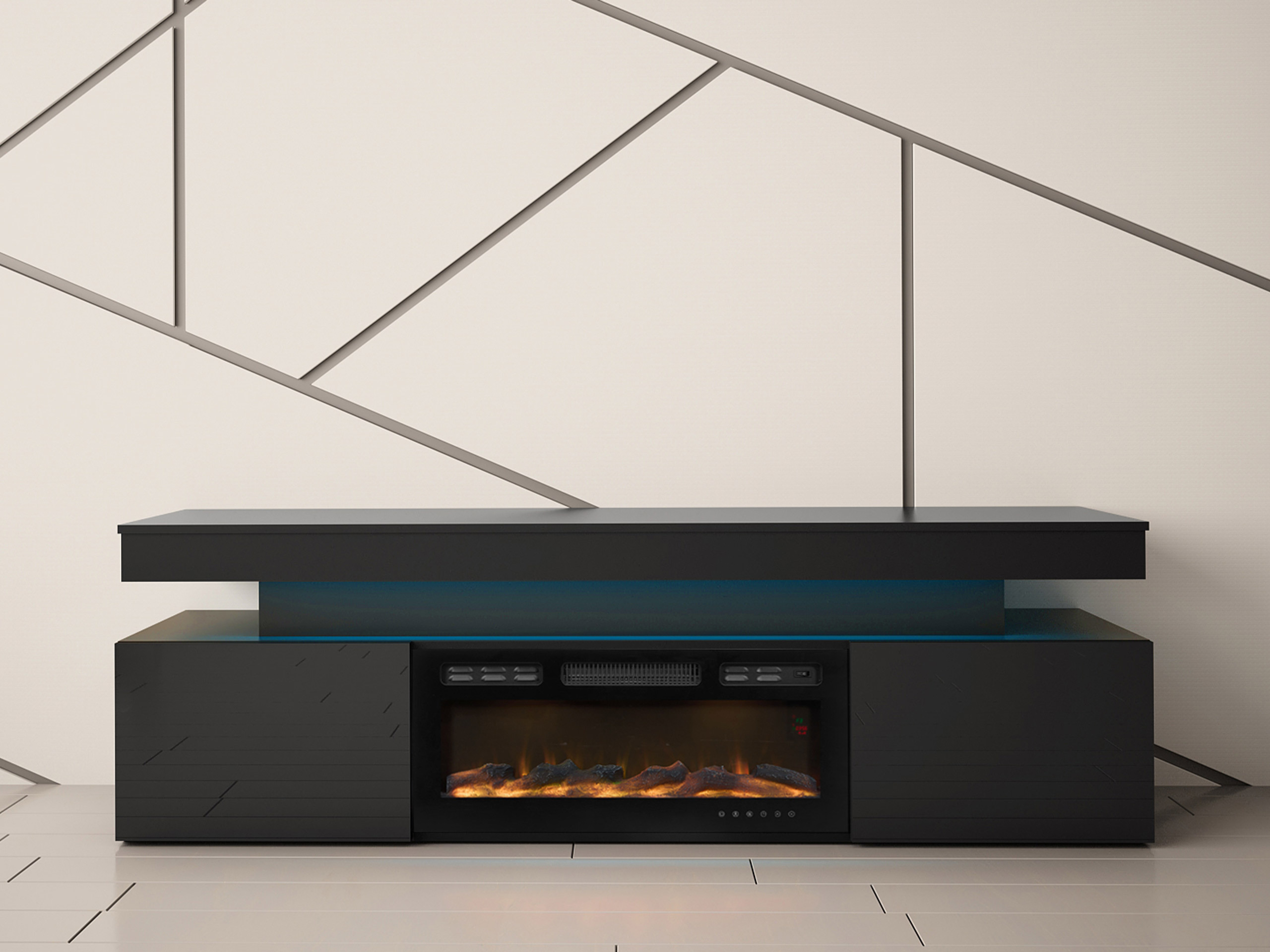 TV-meubel Monfero 104 (Zwart + Glanzend zwart)