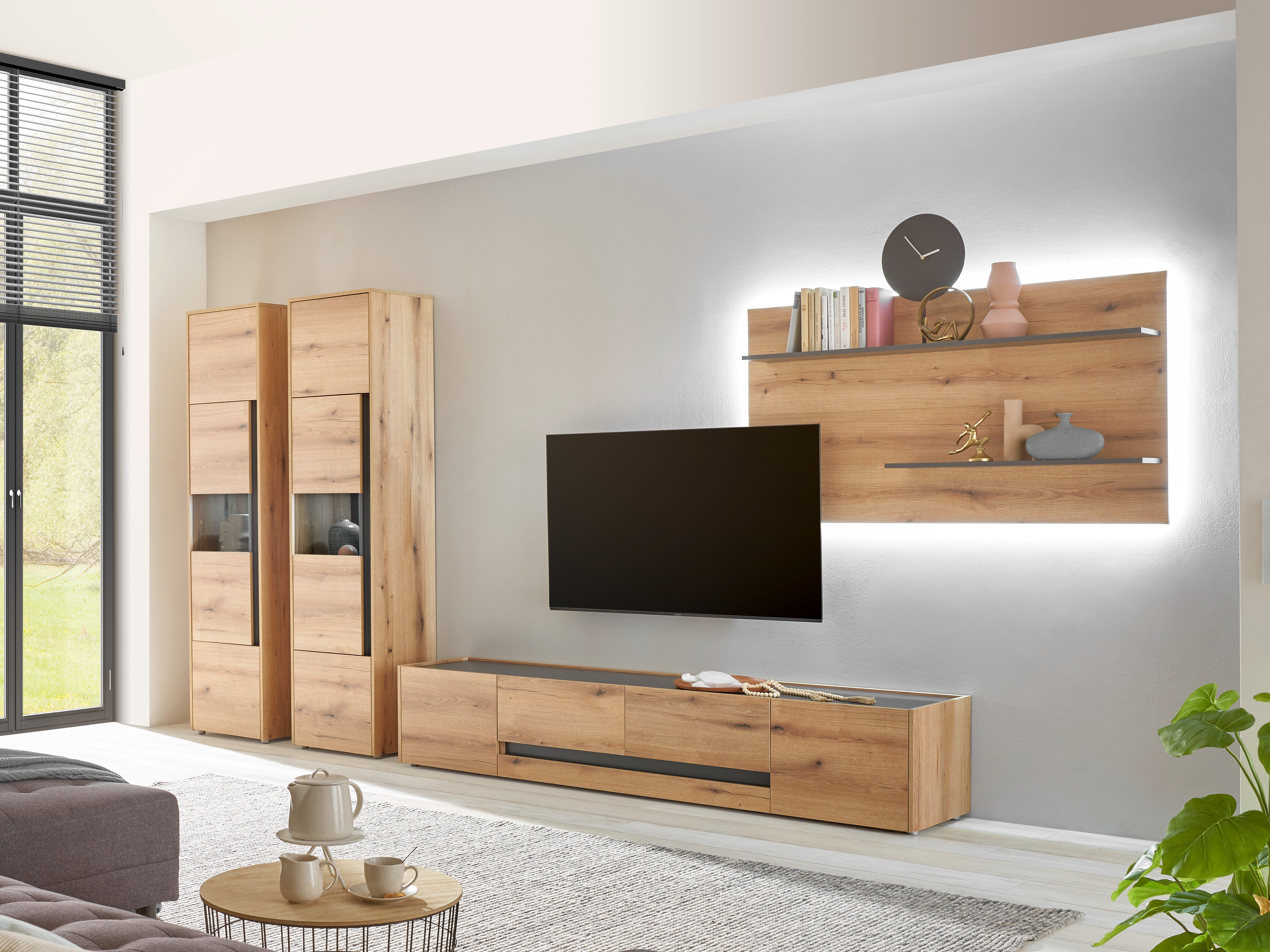 Woonkamerset Elbsori 132 (Eiken + Antraciet)