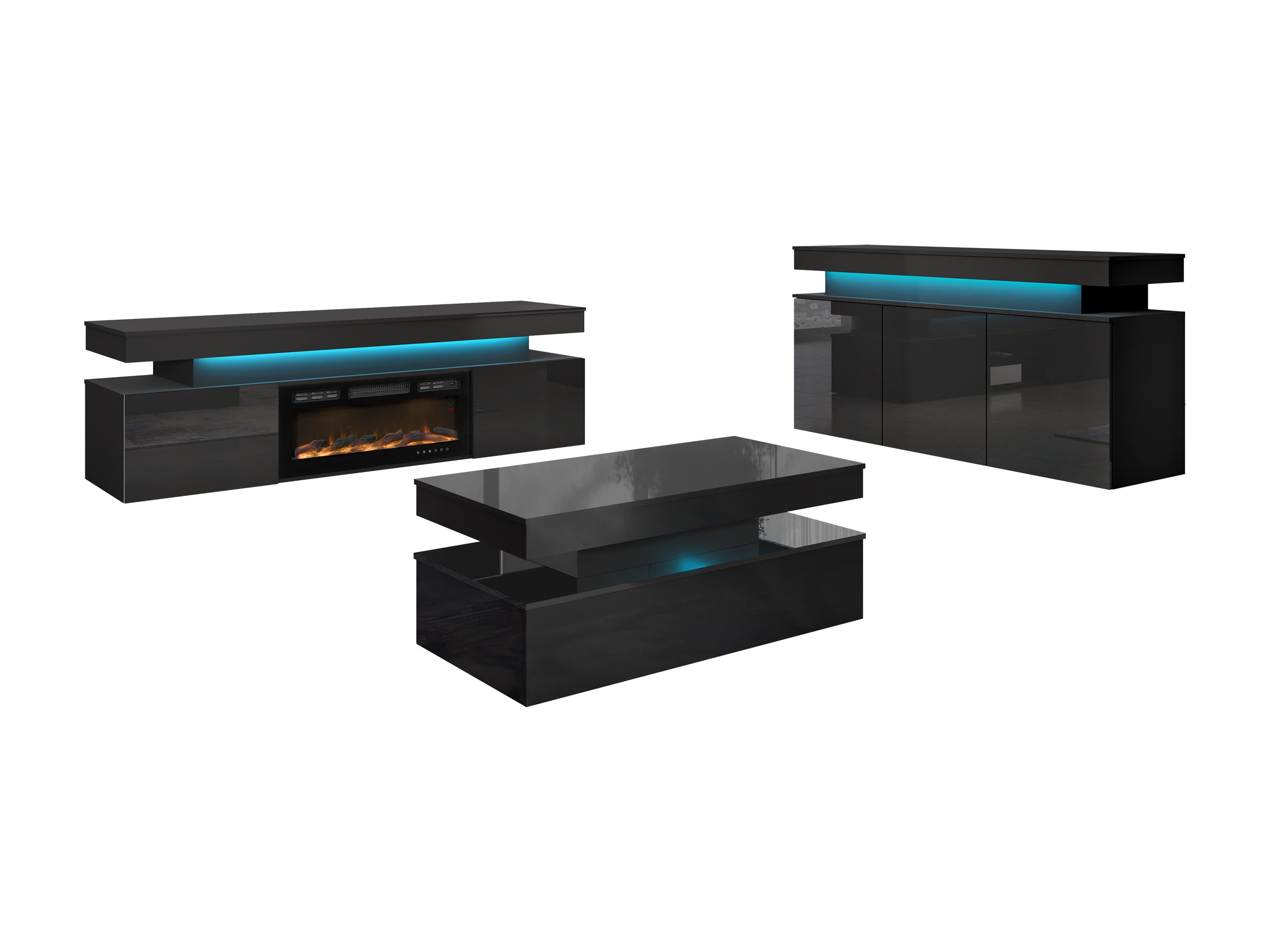 Woonkamerset Monfero 106 (Zwart + Glanzend zwart)