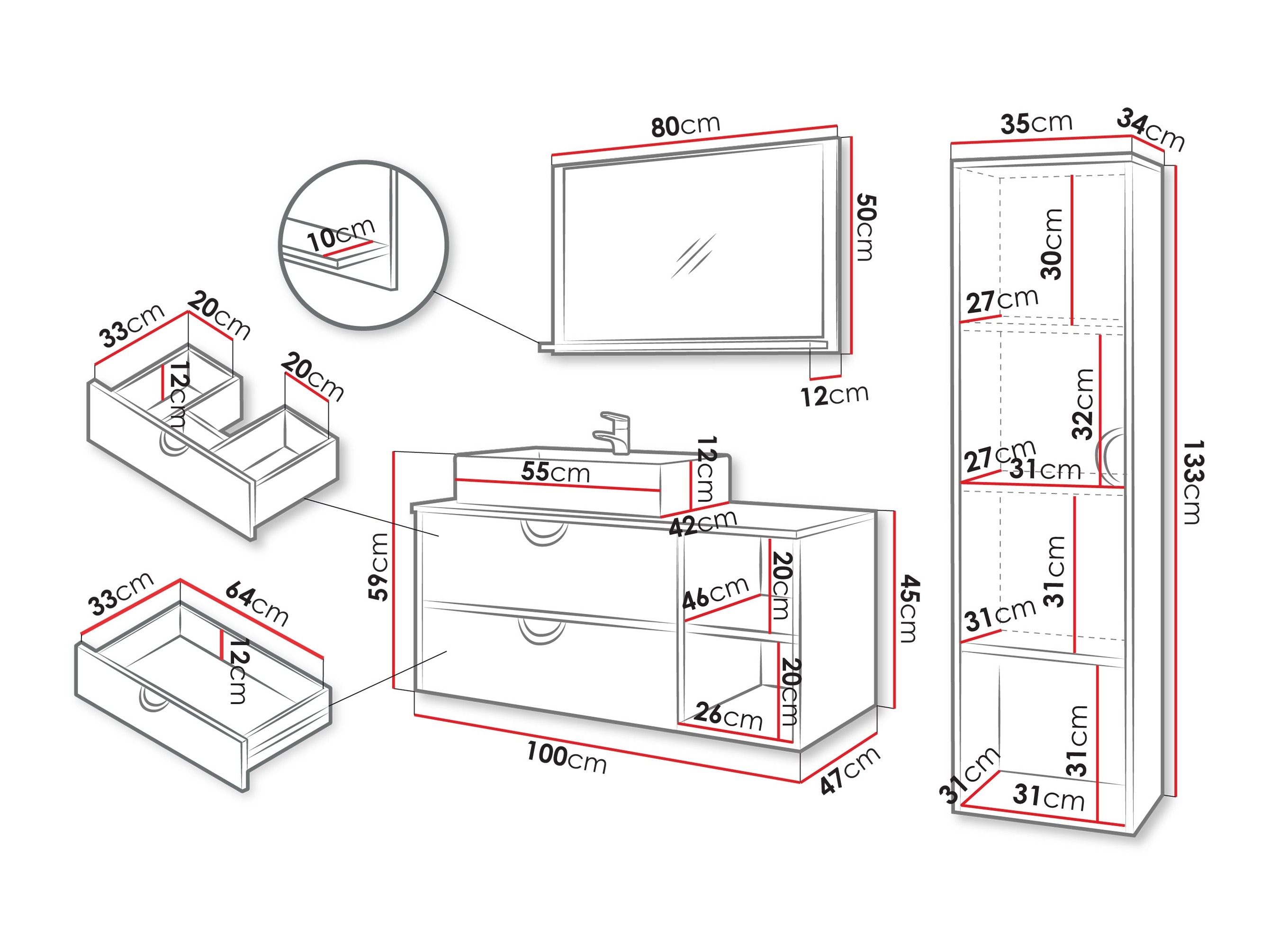 Badkamerset Providence 196 (Zwart)