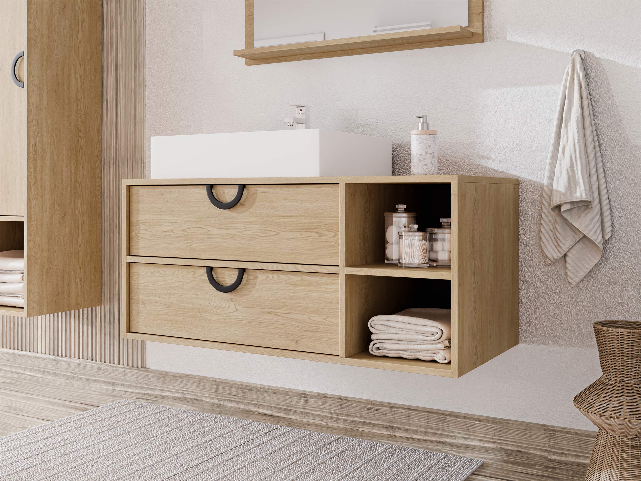 Hangend badkamermeubel voor wastafel Providence 193 (Eiken)