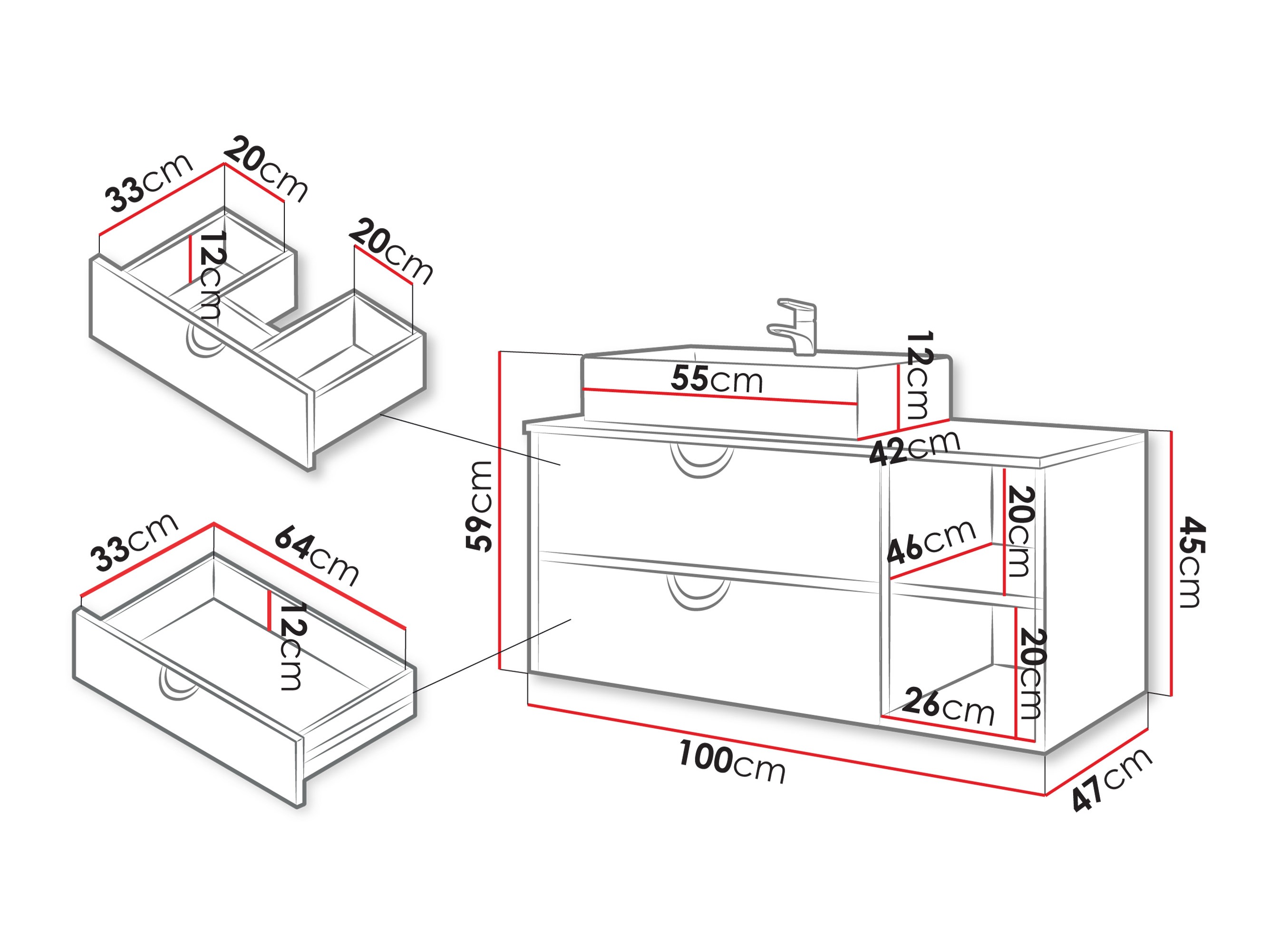 Hangend badkamermeubel voor wastafel Providence 193 (Eiken)