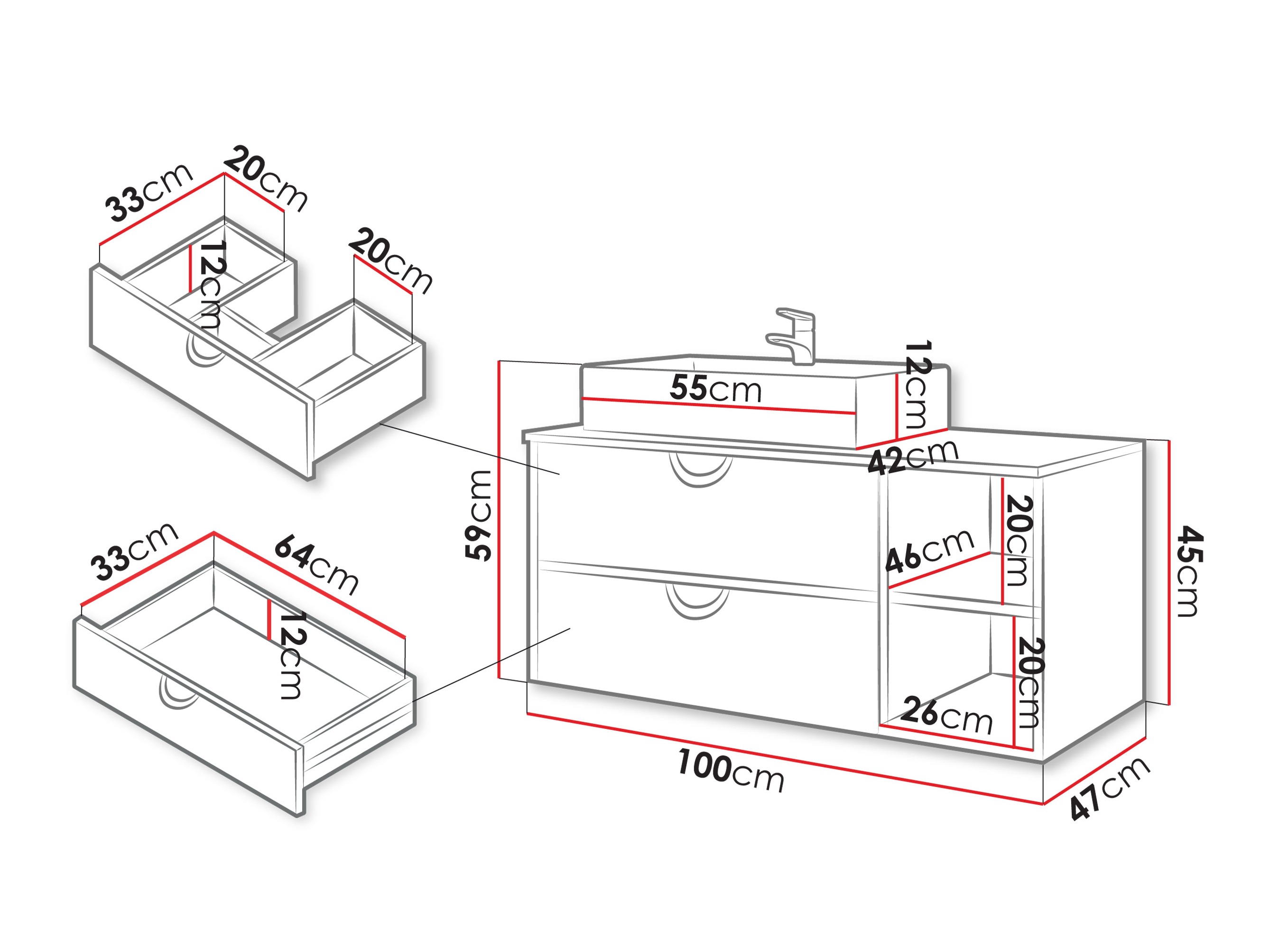Hangend badkamermeubel voor wastafel Providence 193 (Kasjmier)