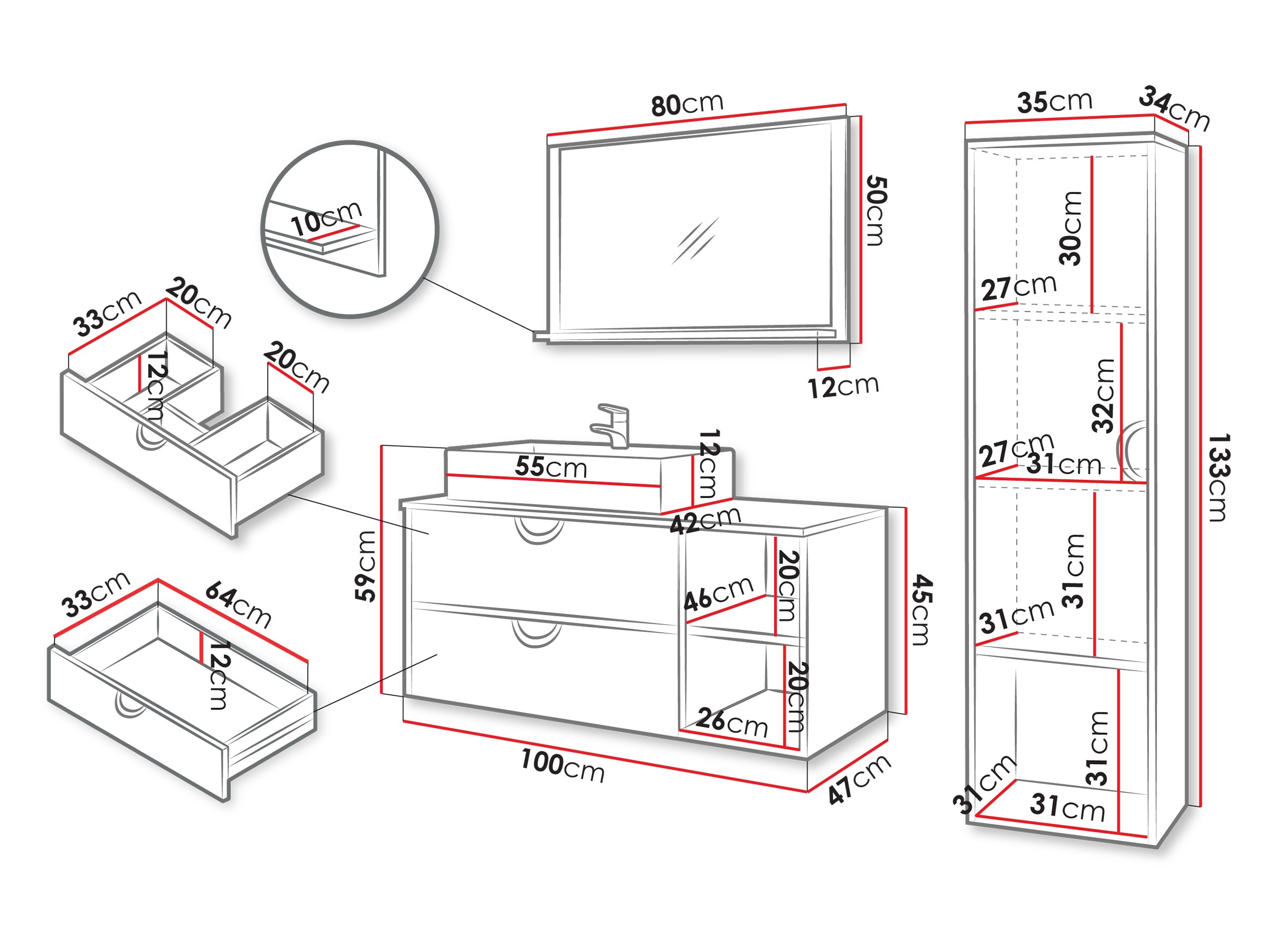 Badkamerset Providence 196 (Notenhout)
