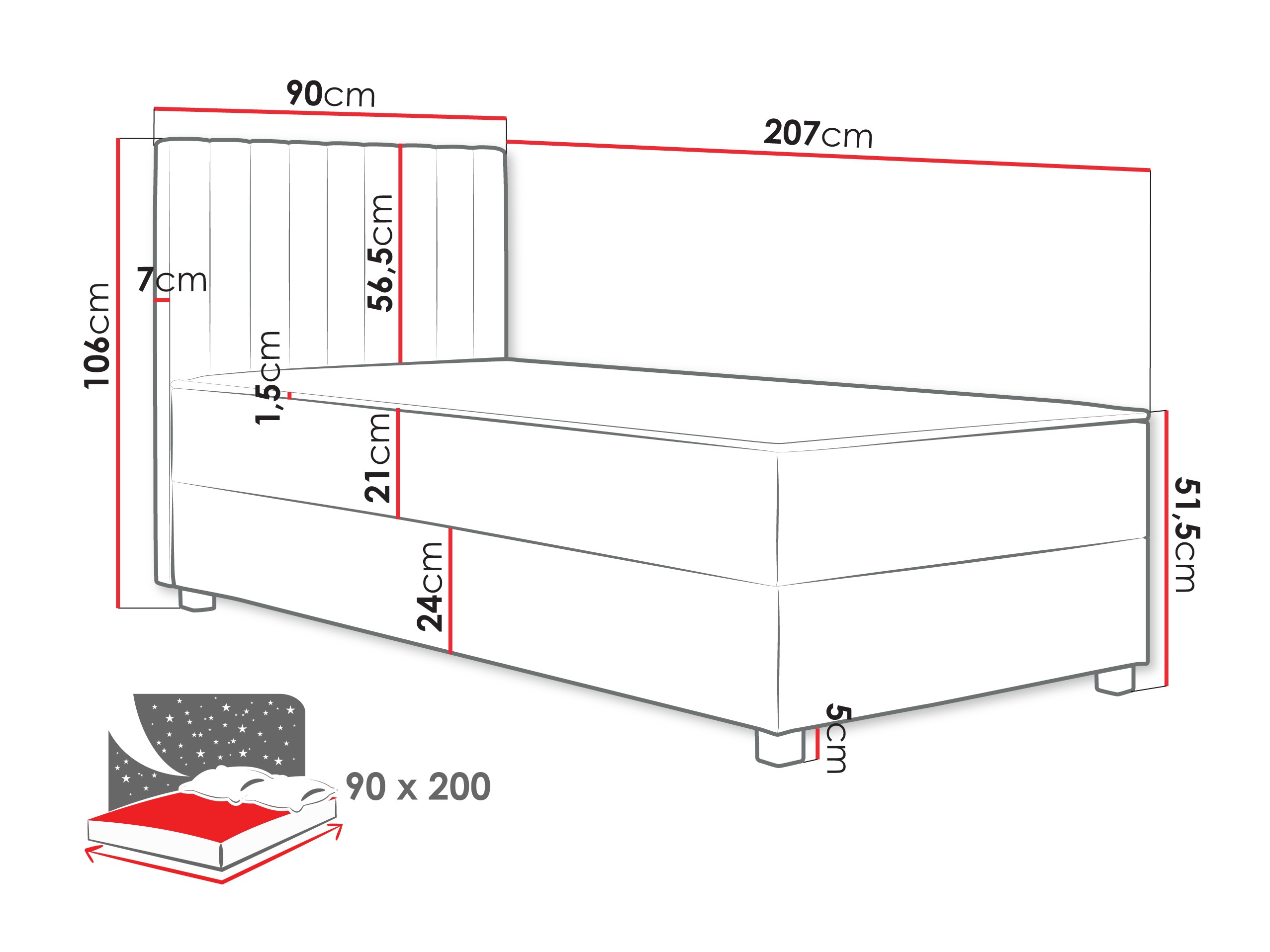 Boxspring Sanford 108 (Manila 26)