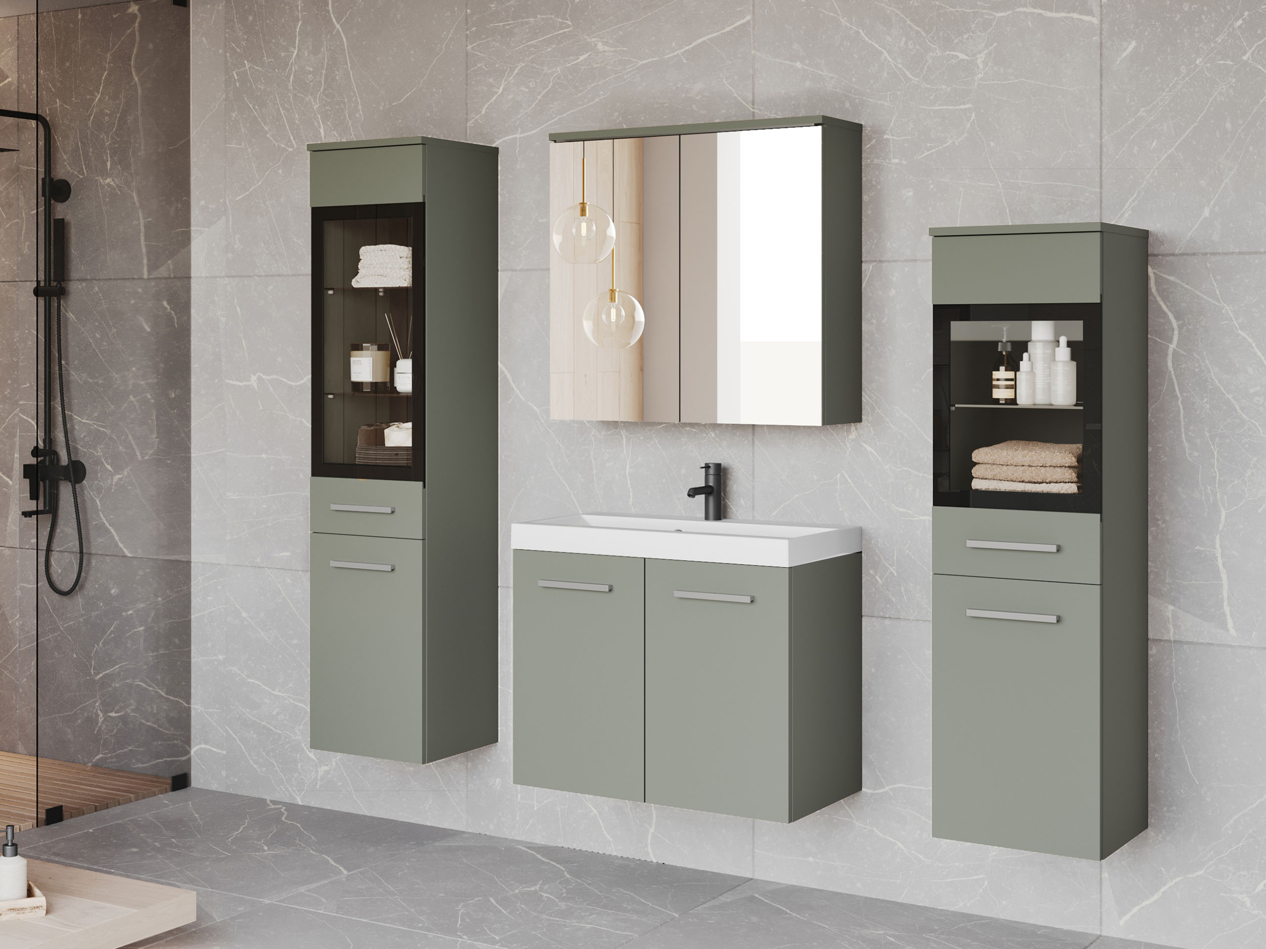 Badkamerset Sarasota 140 (Stoffig groen)