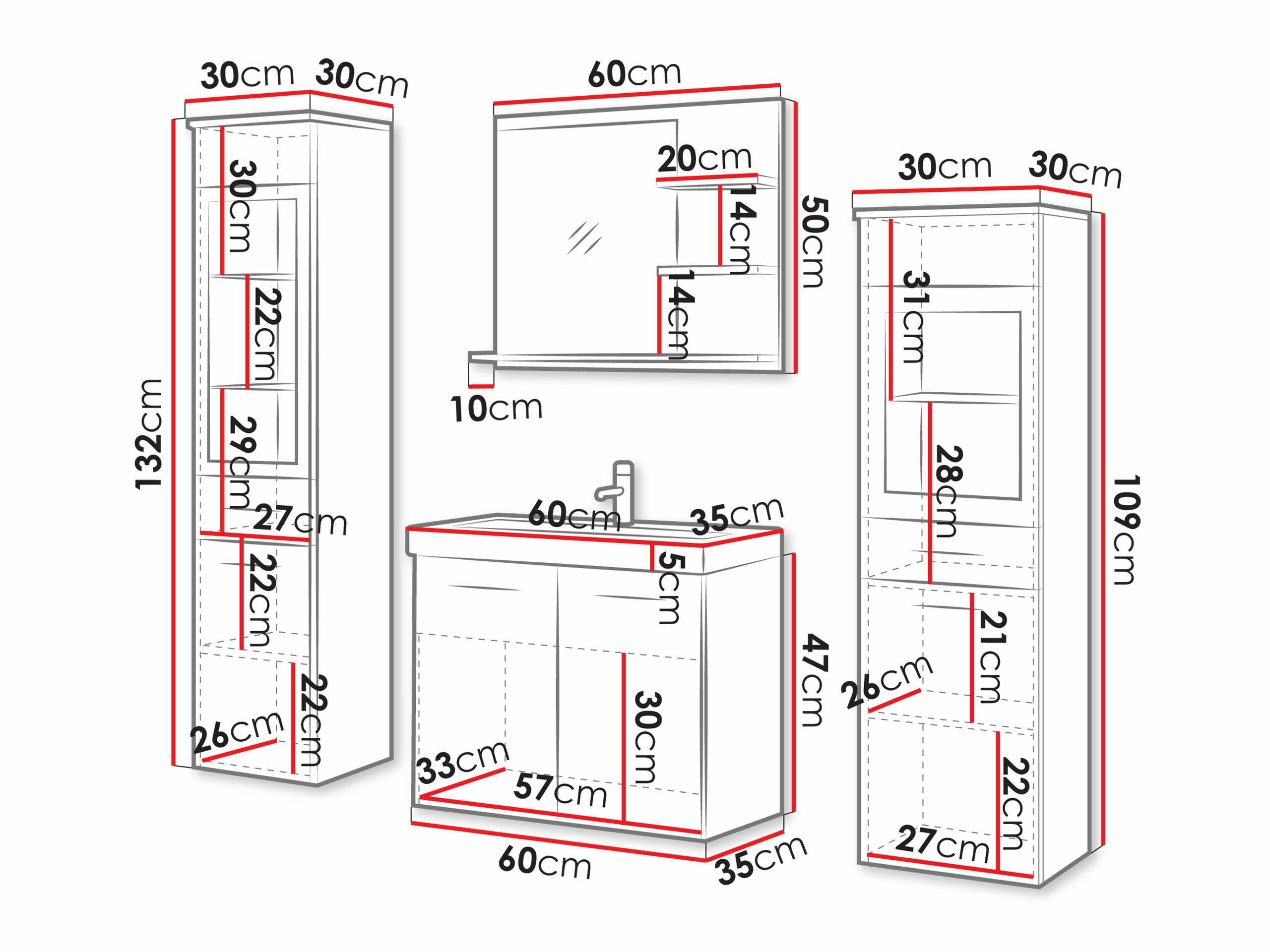 Badkamerset Sarasota 141 (San Remo eik)