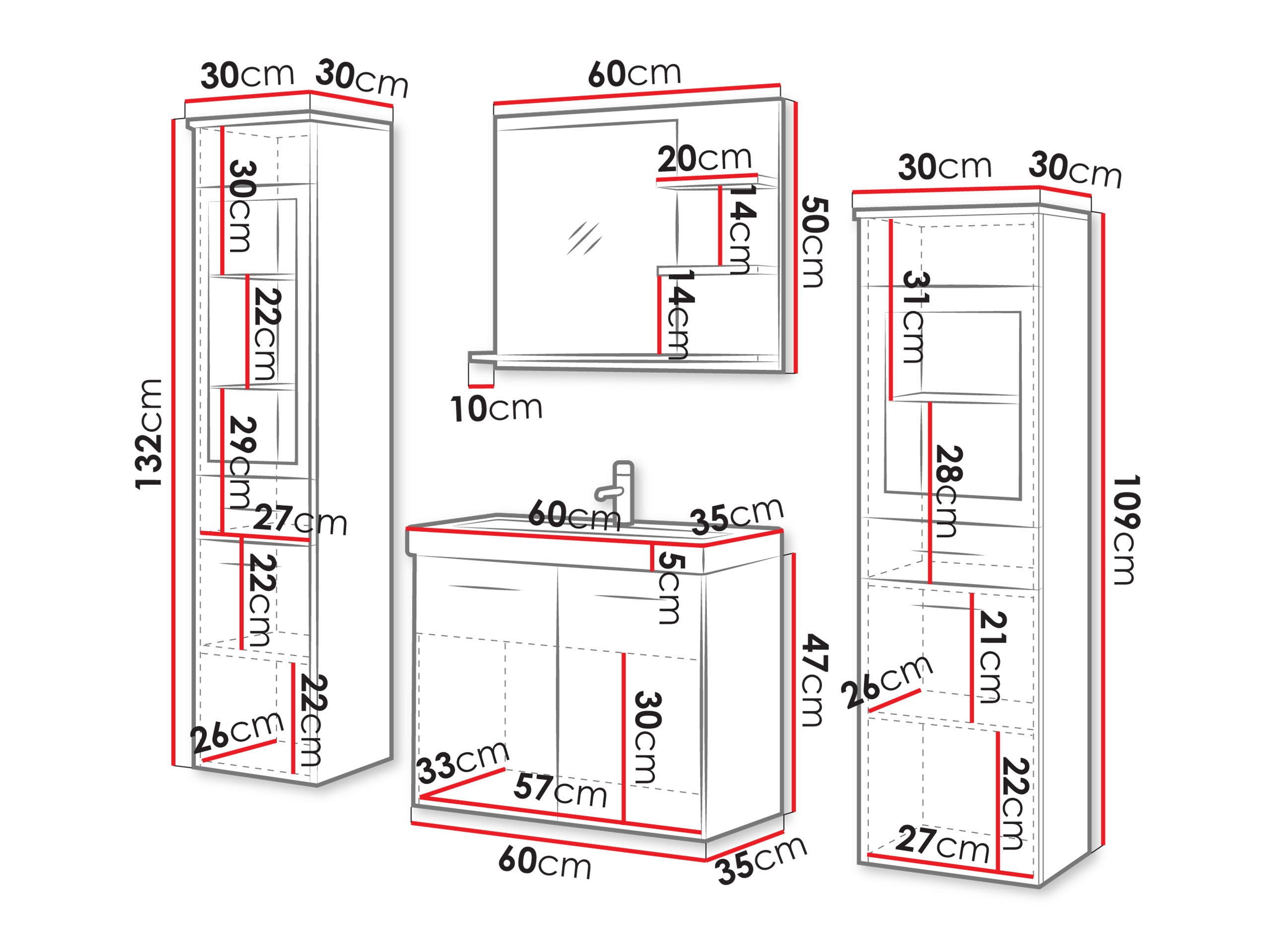 Badkamerset Sarasota 141 (Stoffig groen)
