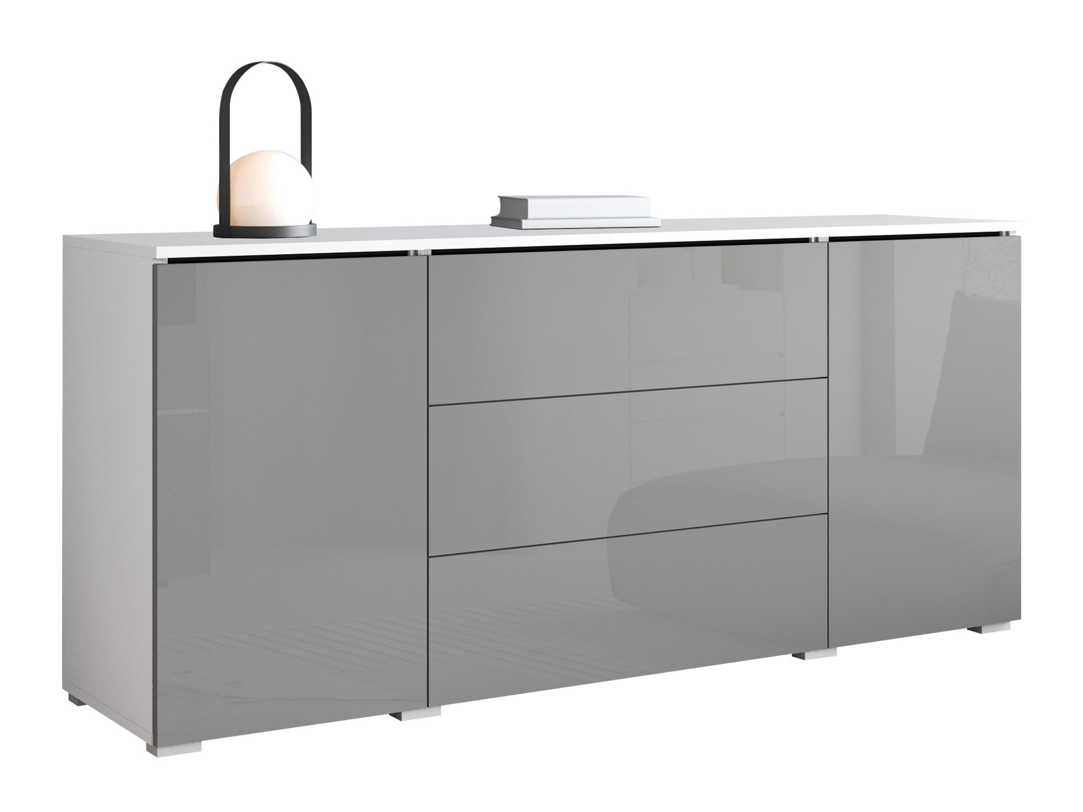 Ladekast Mirfivo 102 (Glanzend grijs)
