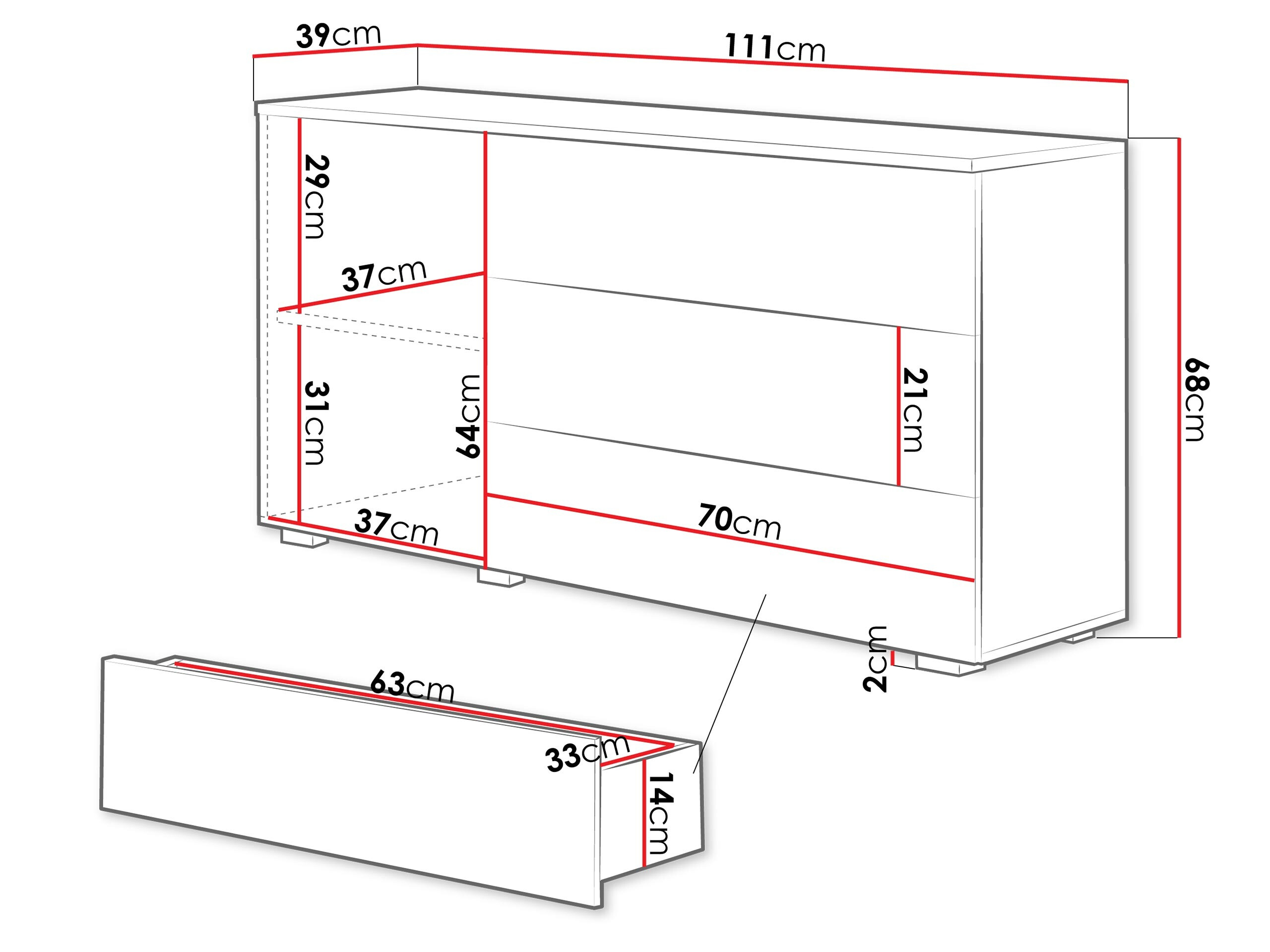 Ladekast Sarasota 128 (Matera grijs + Kastanje)